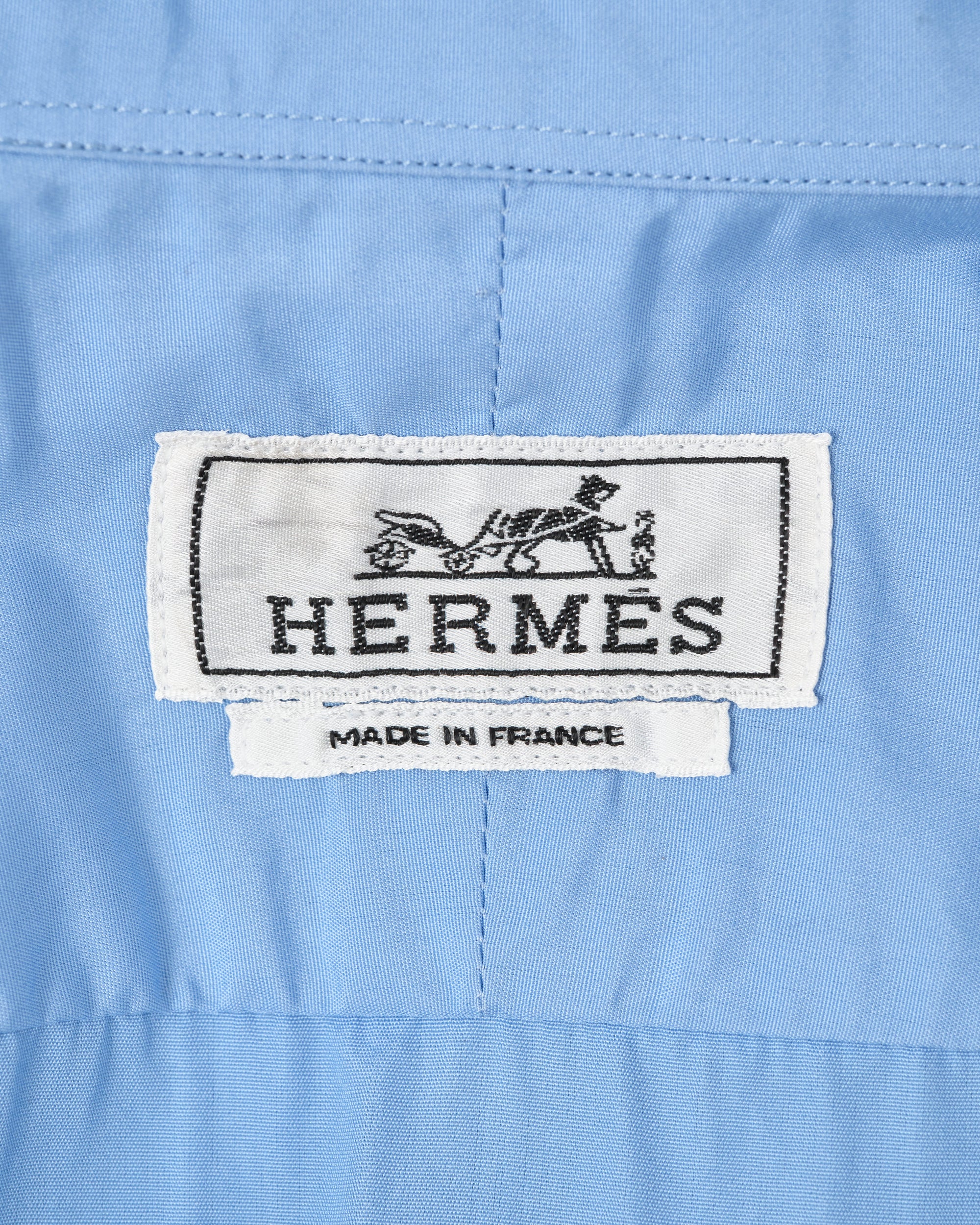 ［~00's］Old Hermès Paris Cotton Poplin Shirt With Sellier Button Size.37
