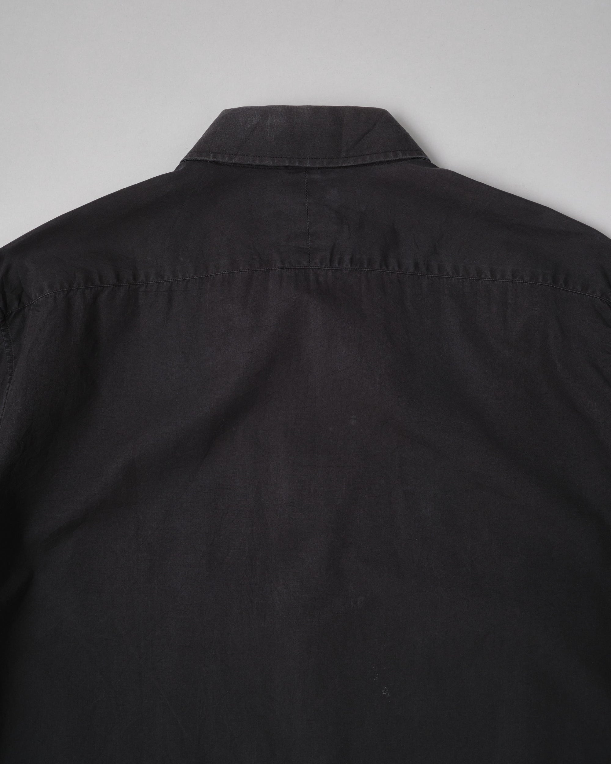［~00's］Old Hermès Paris Black Cotton Poplin L/S Shirt With Sellier Button Size.40