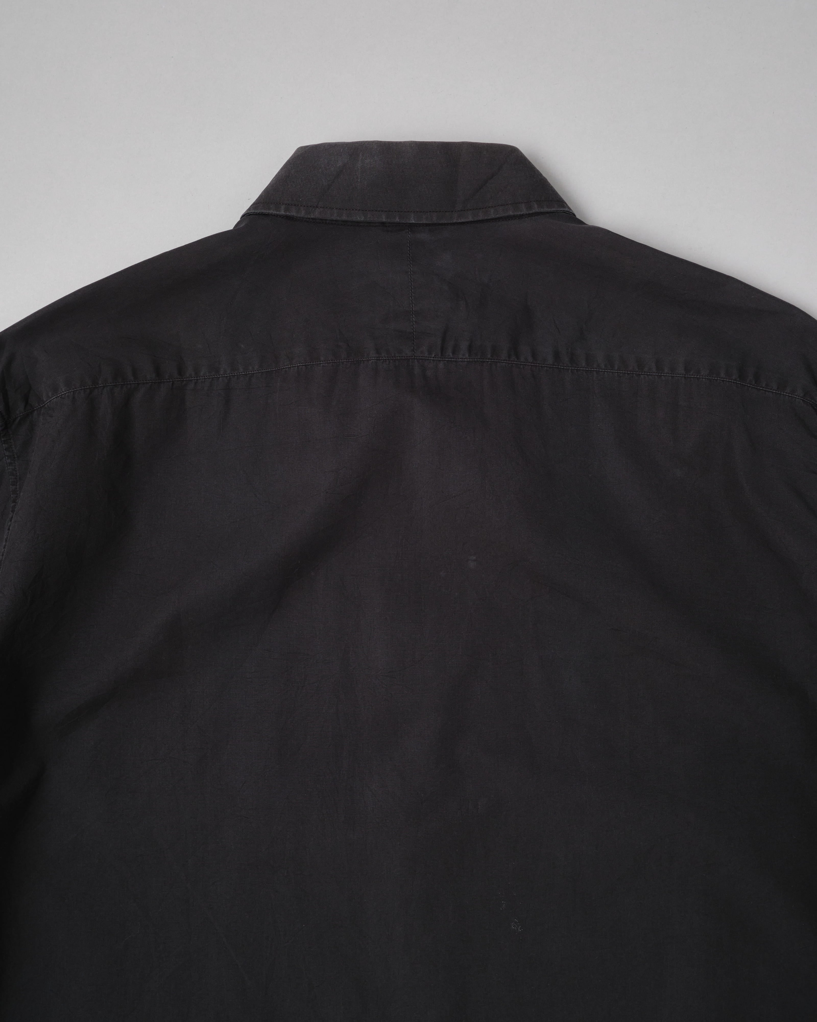 [~00's] Old Hermès Paris Black Cotton Poplin L/S Shirt With Sellier Button Size.40
