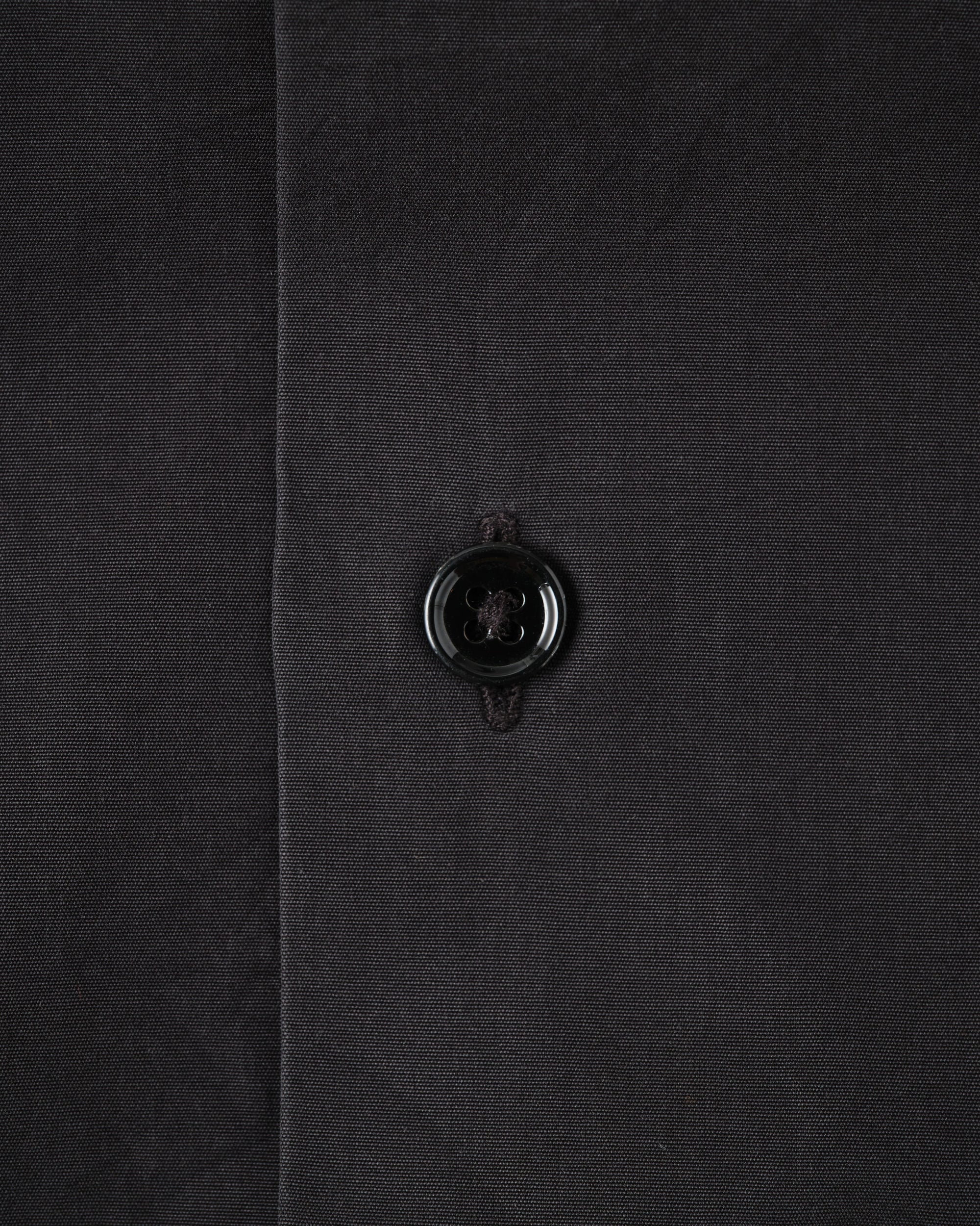 ［~00's］Old Hermès Paris Black Cotton Poplin L/S Shirt With Sellier Button Size.40