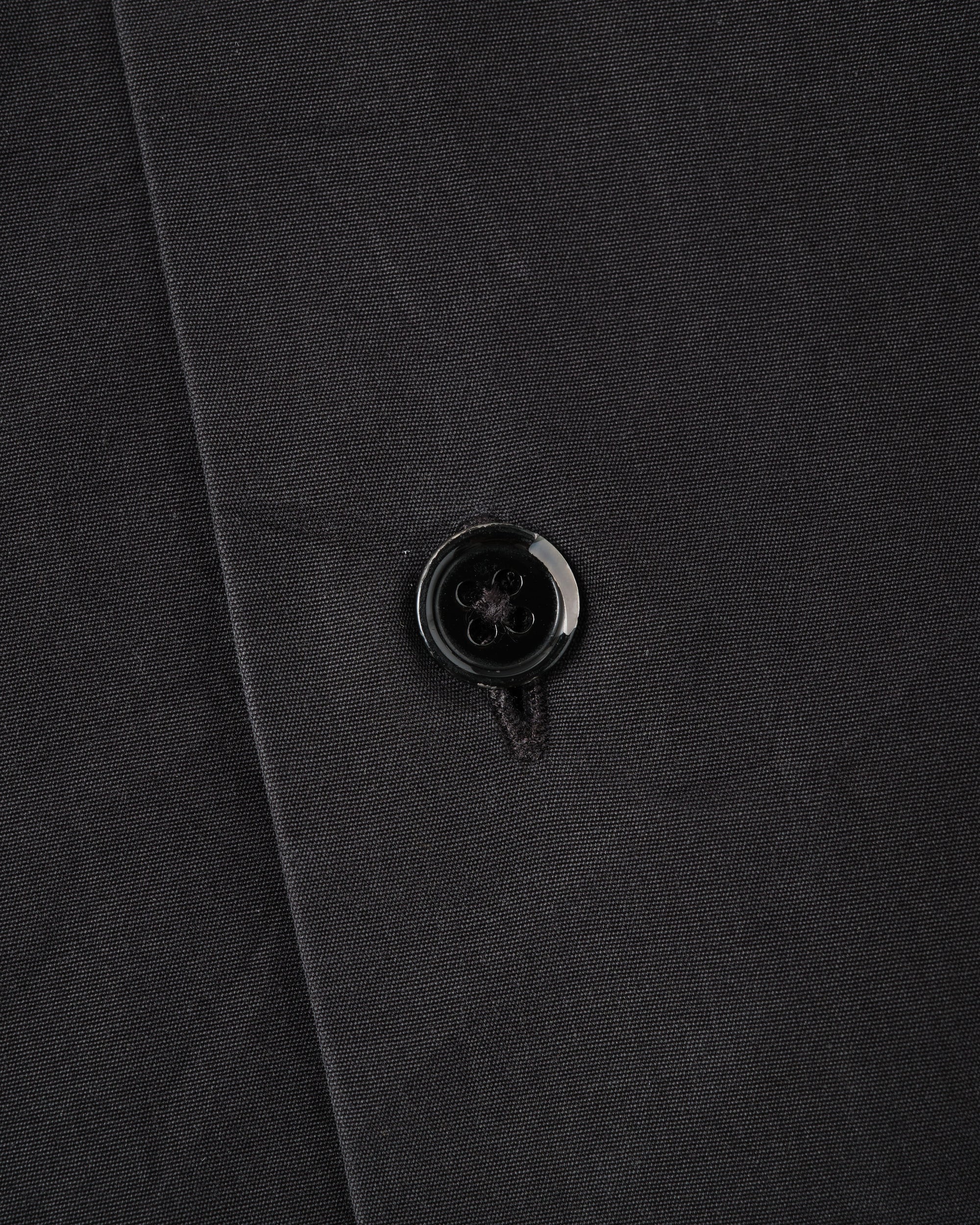 ［~00's］Old Hermès Paris Black Cotton Poplin L/S Shirt With Sellier Button Size.40
