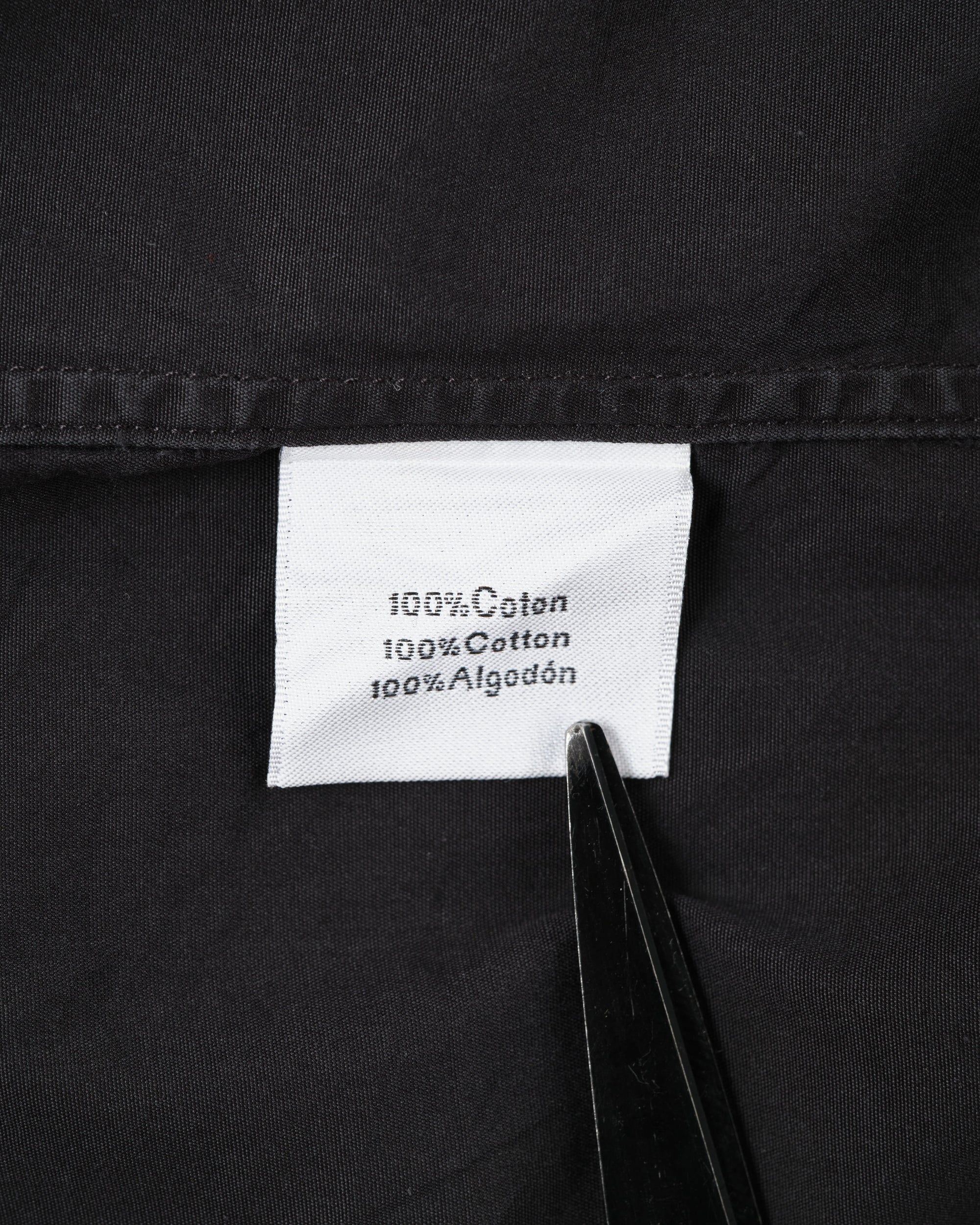 ［~00's］Old Hermès Paris Black Cotton Poplin L/S Shirt With Sellier Button Size.40