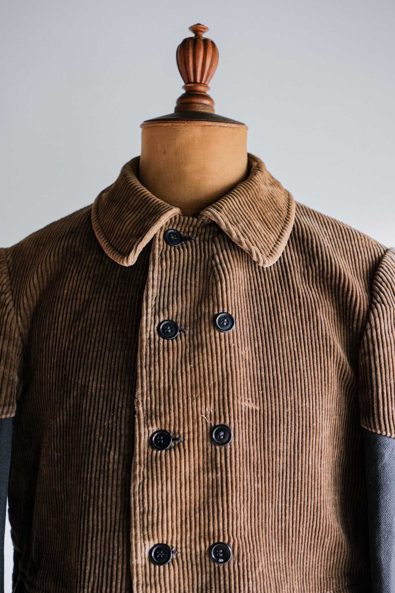 【~50's】Belgium Vintage Brown Corduroy Double Breasted Work Jacket