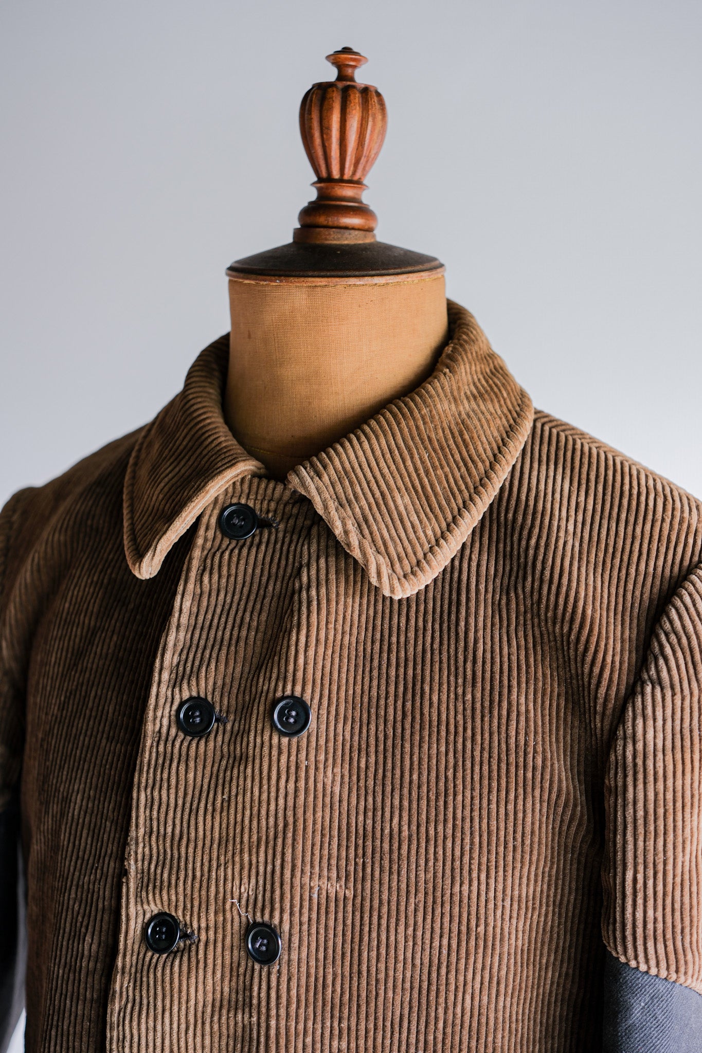 【~50's】Belgium Vintage Brown Corduroy Double Breasted Work Jacket