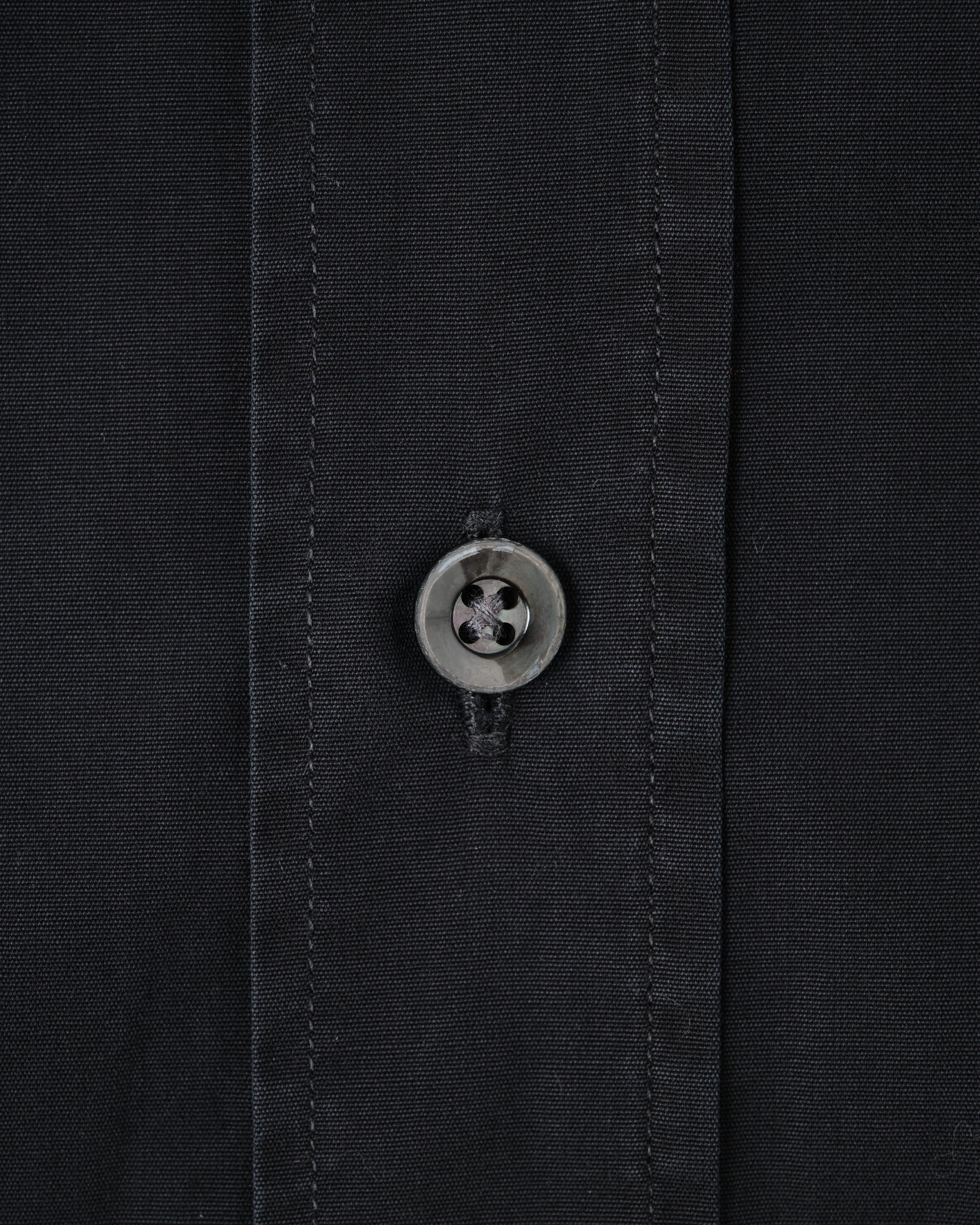 ［~00's］Old Hermès Paris Dark Navy Cotton Poplin L/S Shirt With Sellier Button Size.44