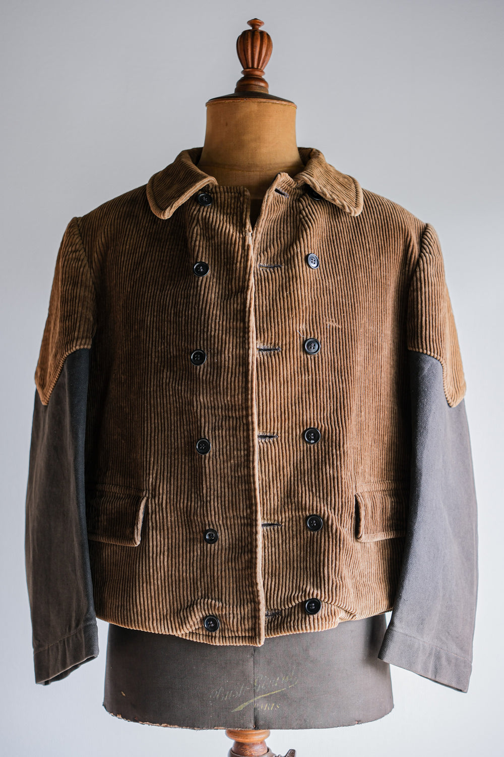 【~50's】Belgium Vintage Brown Corduroy Double Breasted Work Jacket