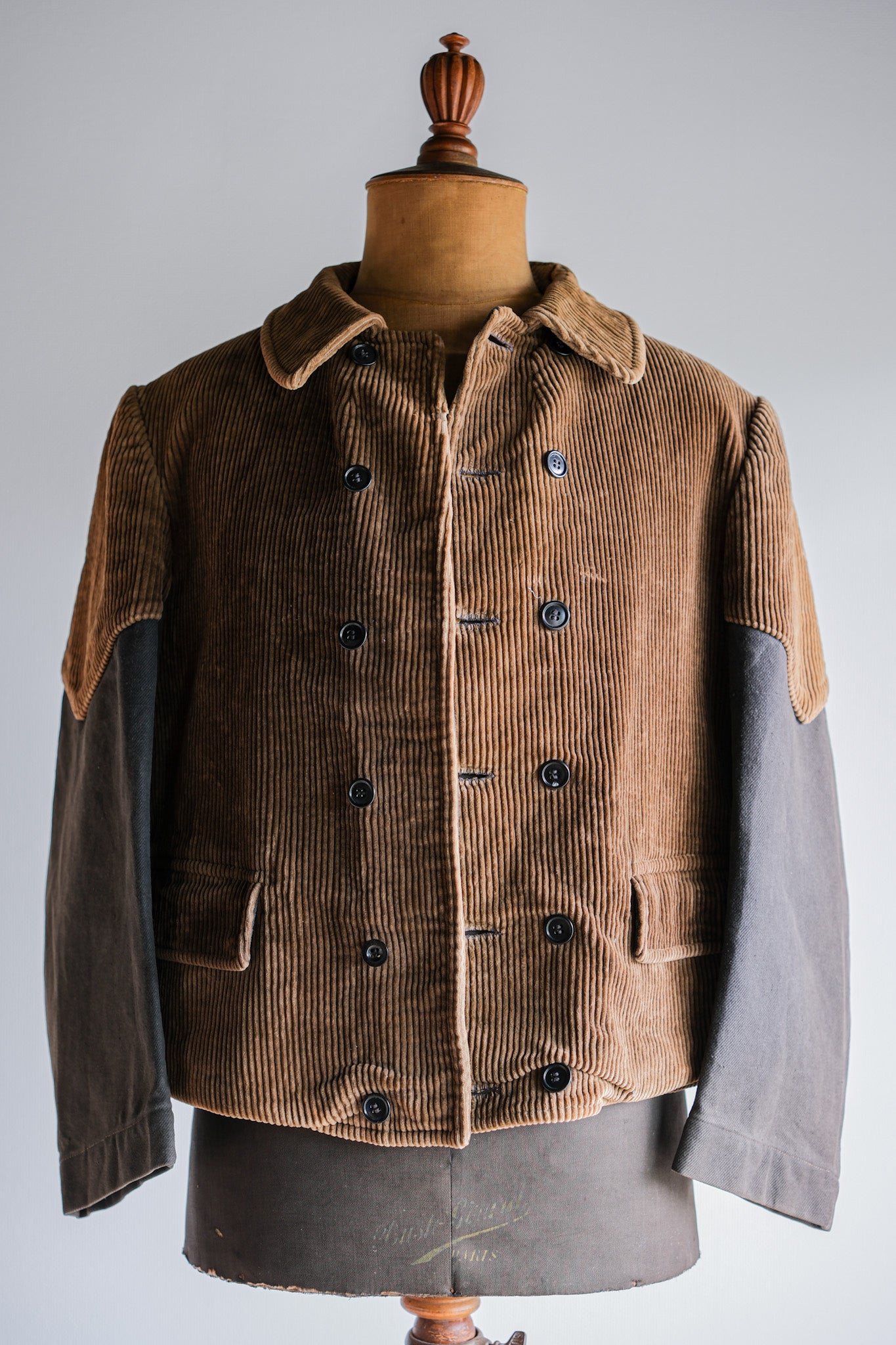 【~50's】Belgium Vintage Brown Corduroy Double Breasted Work Jacket
