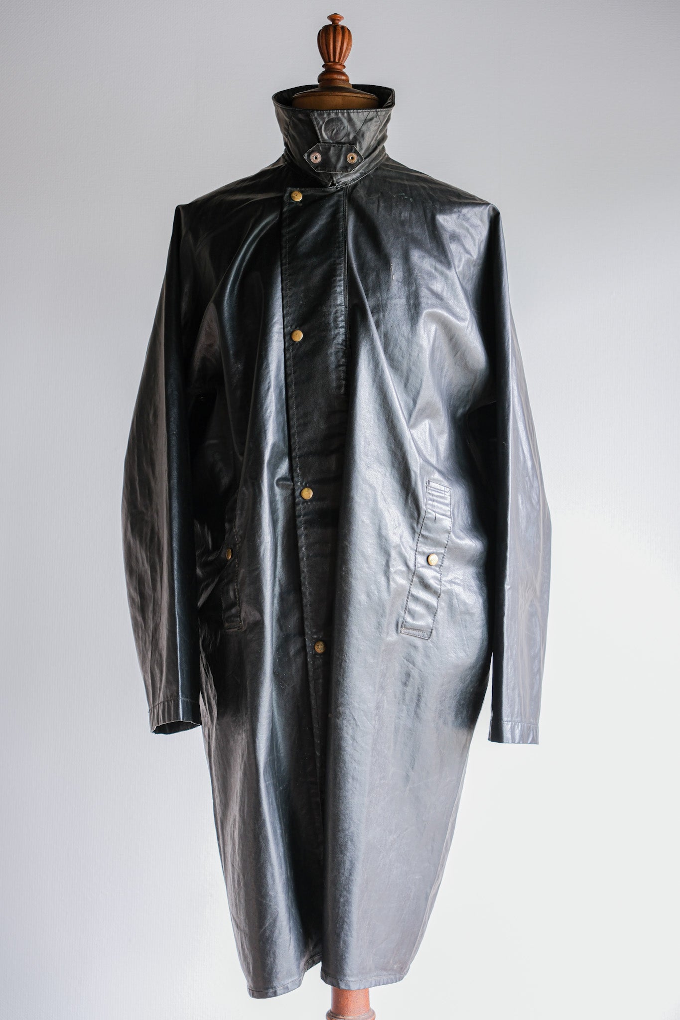 【~60's】French Vintage Raglan Sleeve Waterproof Rain Coat With Chin Strap "PTT"