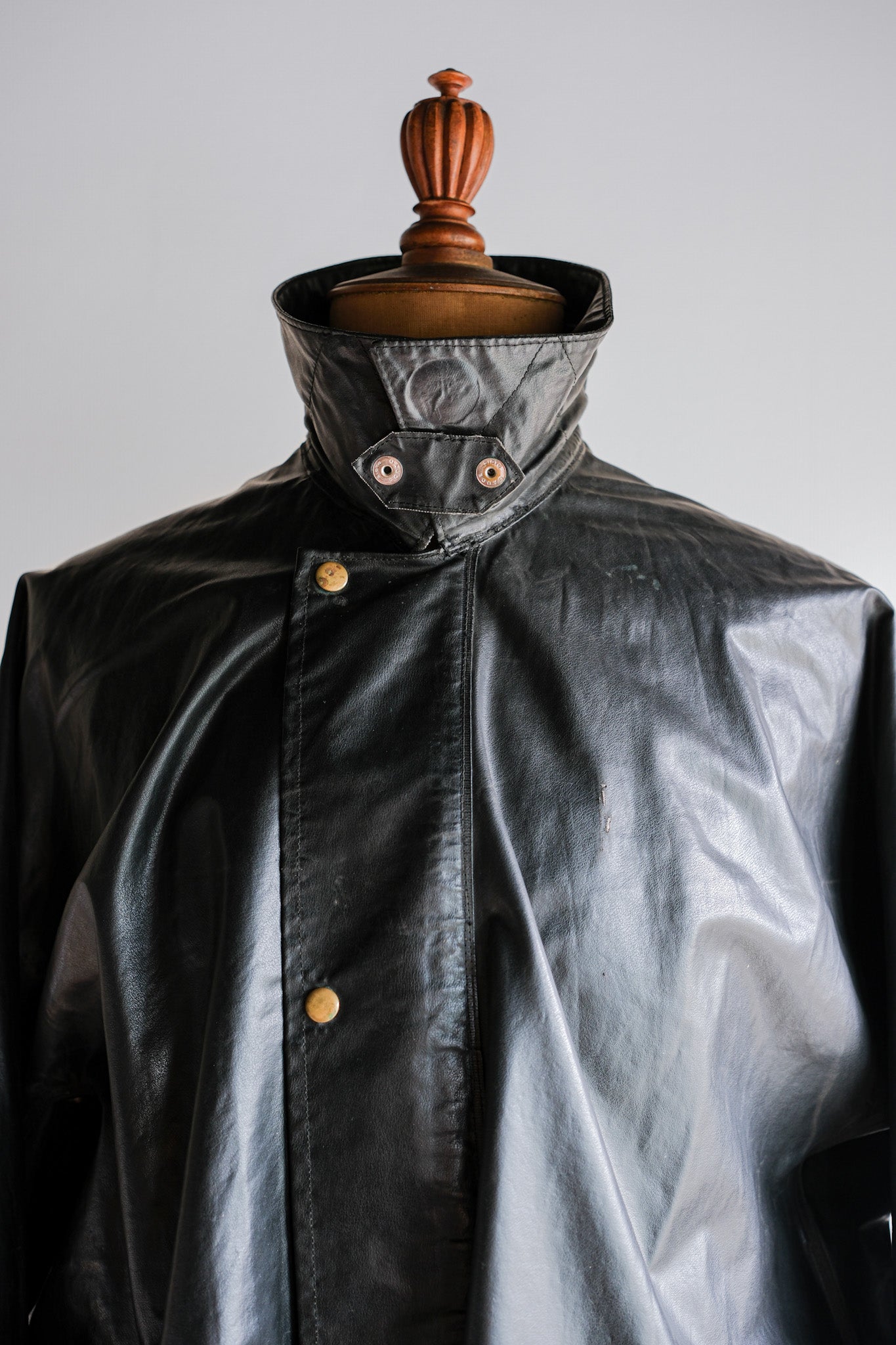【~60's】French Vintage Raglan Sleeve Waterproof Rain Coat With Chin Strap "PTT"