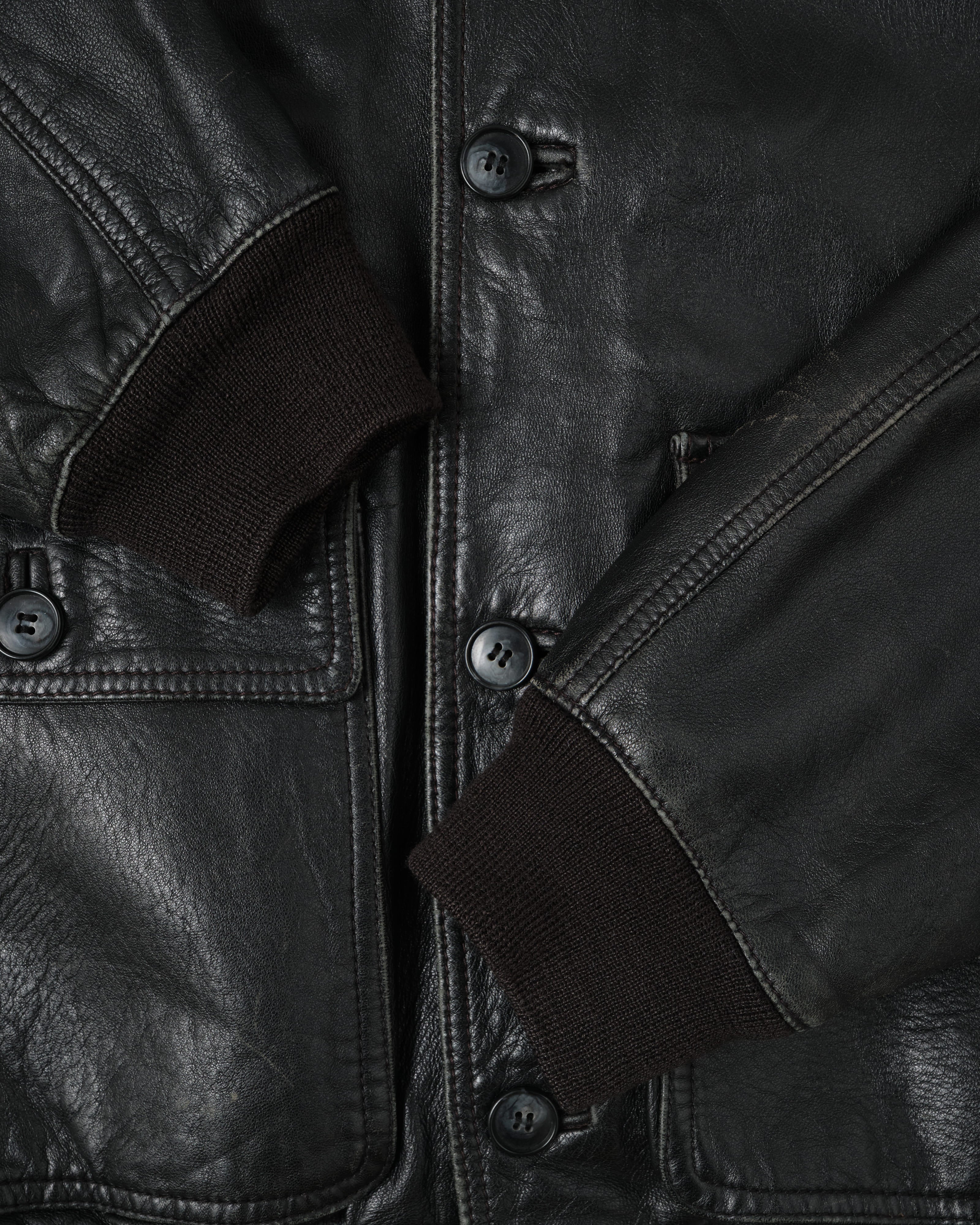 【~80's】Italian Vintage Valstarino Type Black Leather Blouson