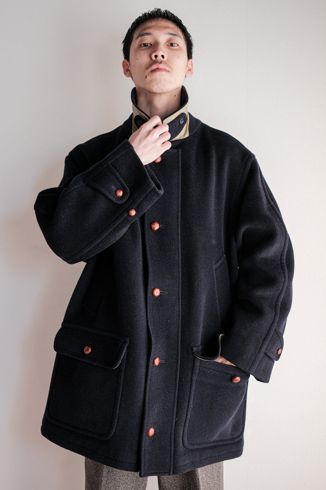 [〜90年代]舊逆變器HBT羊毛夾克，帶中國皮帶尺寸。40“ Moorbrook”