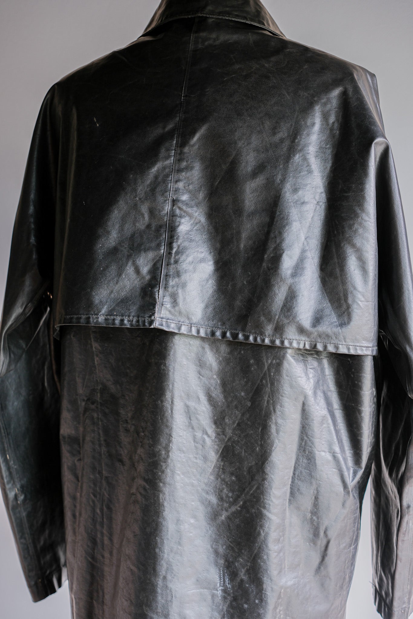 【~60's】French Vintage Raglan Sleeve Waterproof Rain Coat With Chin Strap "PTT"