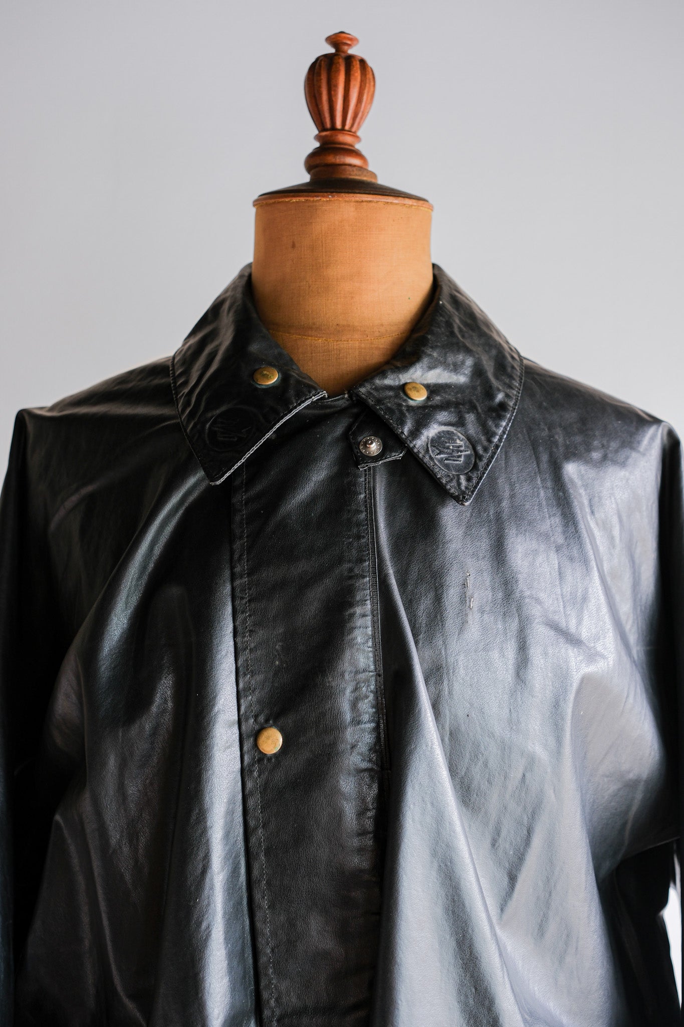 【~60's】French Vintage Raglan Sleeve Waterproof Rain Coat With Chin Strap "PTT"