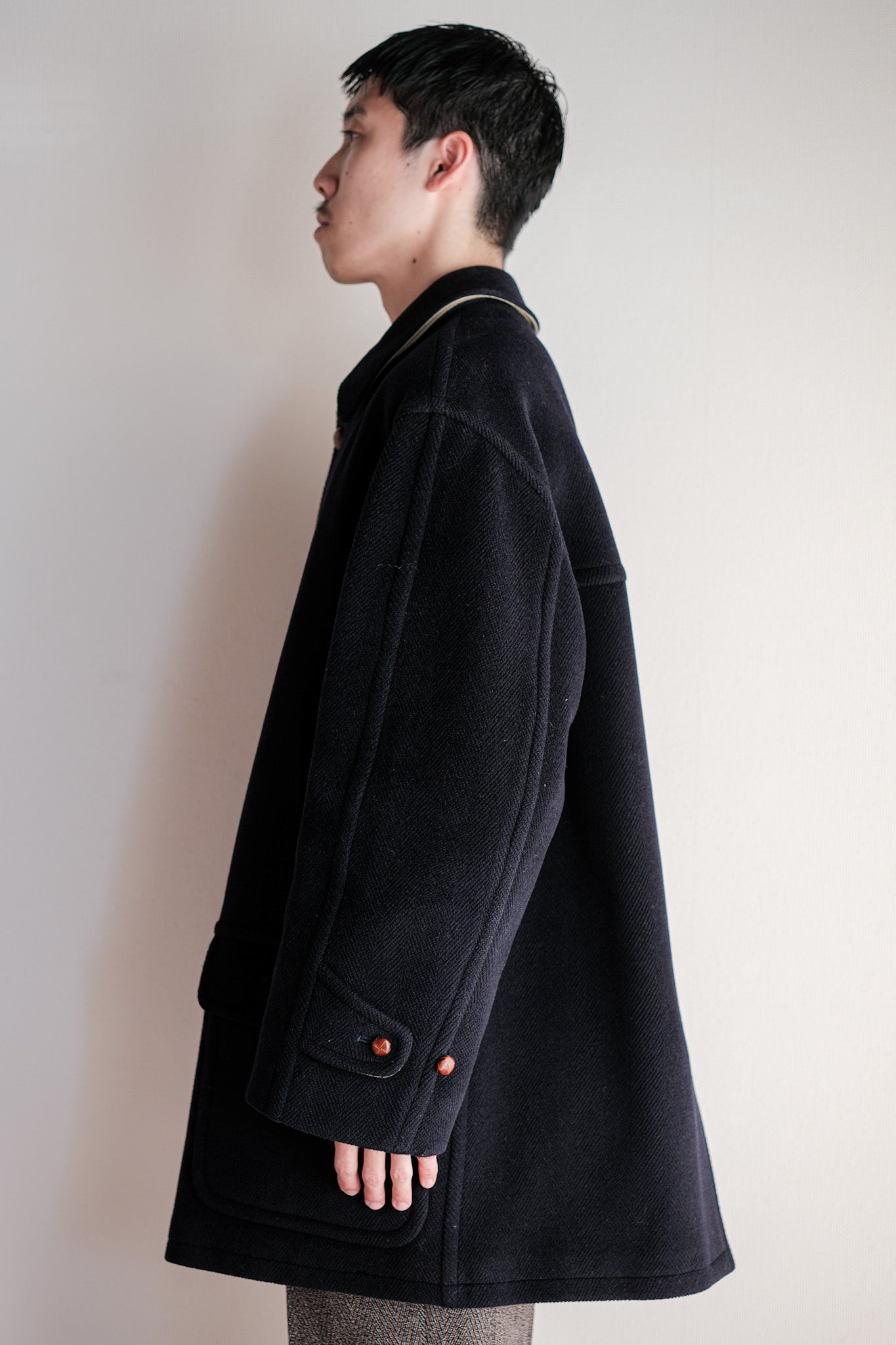 ［~90's］Old INVERTERE HBT Wool Jacket With Chin Strap Size.40 "Moorbrook"