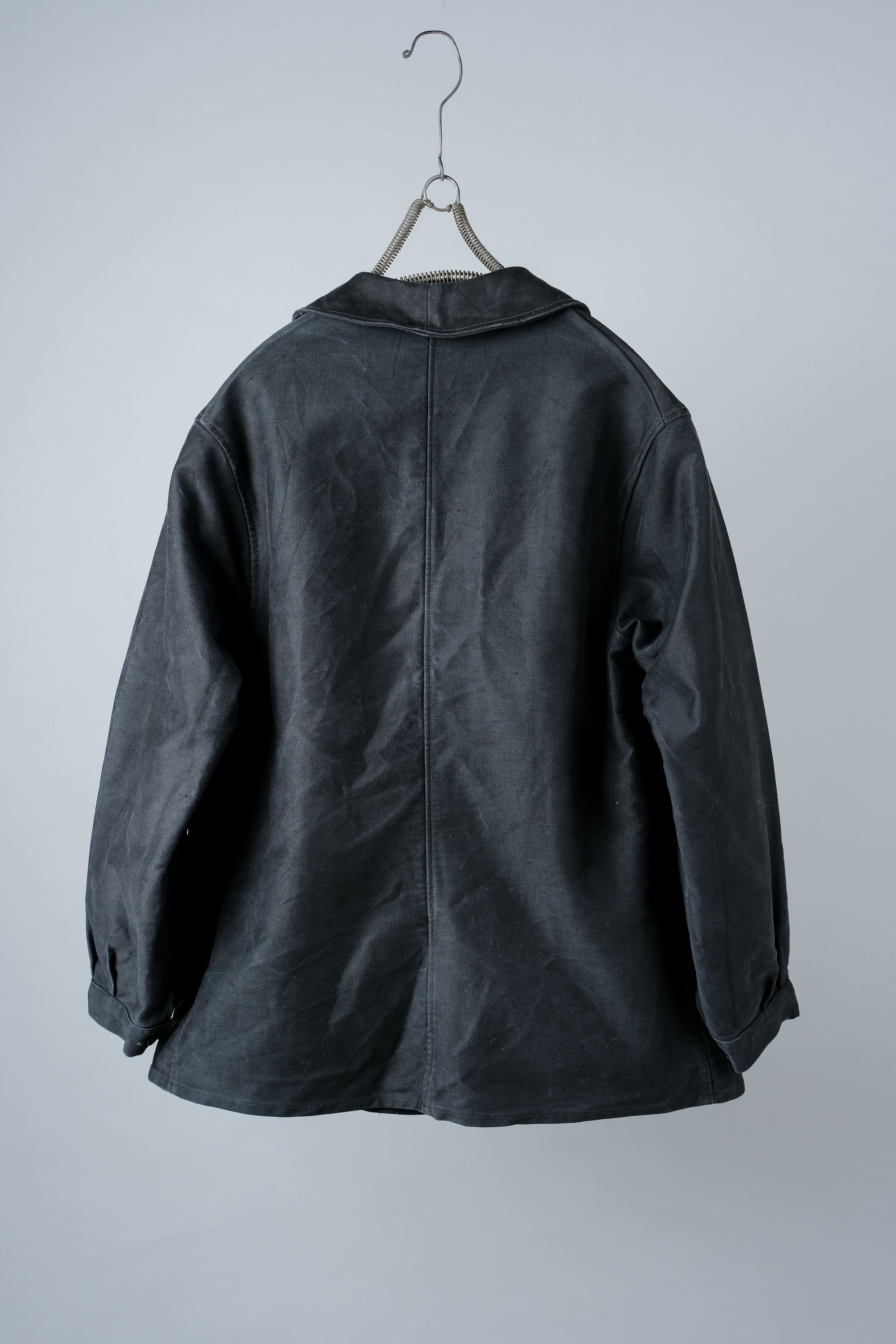 ［~30’s］French Vintage Black Moleskin Work Jacket "Le Mont St. Michel"