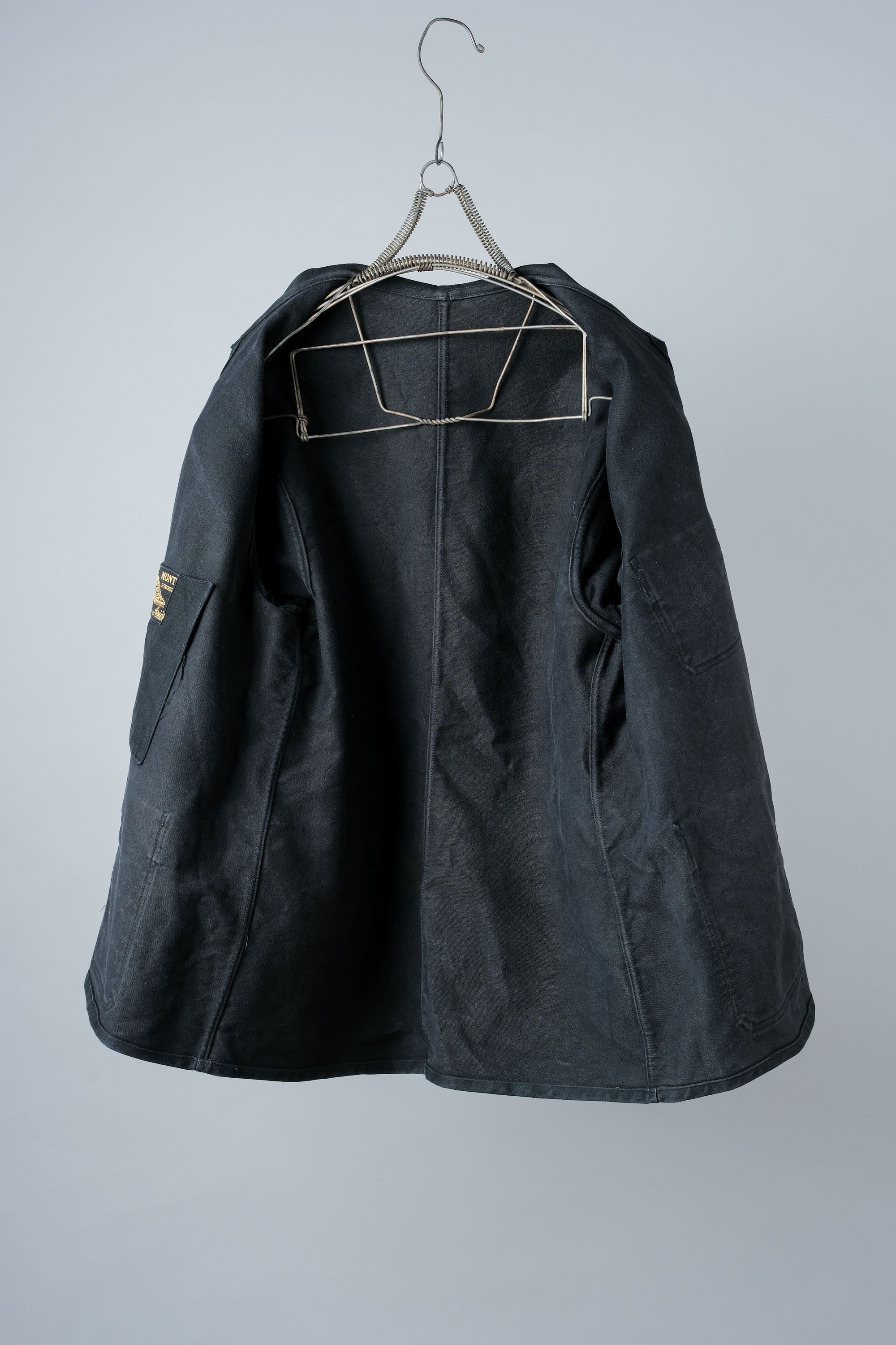 ［~30’s］French Vintage Black Moleskin Work Jacket "Le Mont St. Michel"