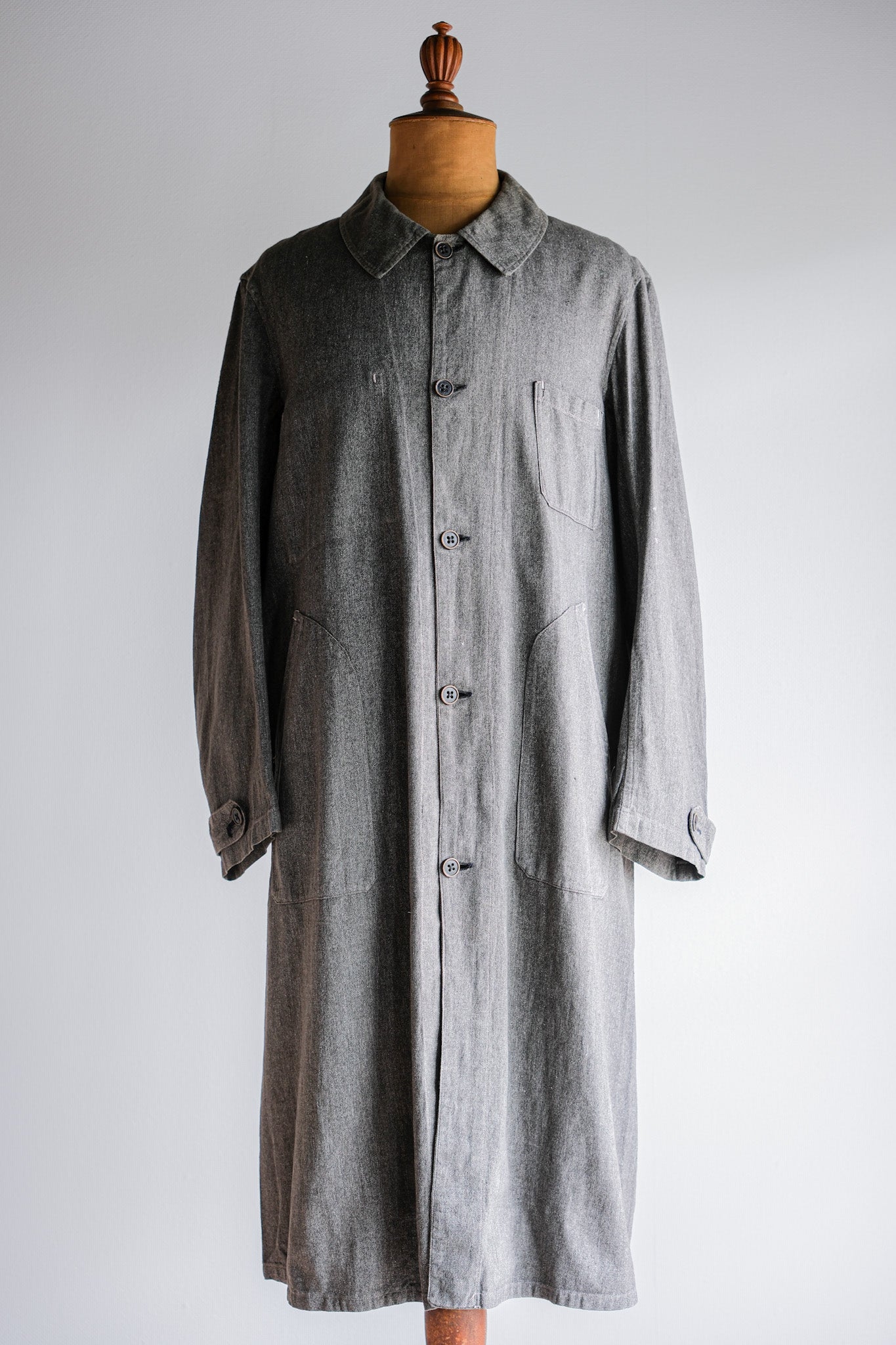 ［~30's］French Vintage Salt & Pepper Cotton Twill Work Coat