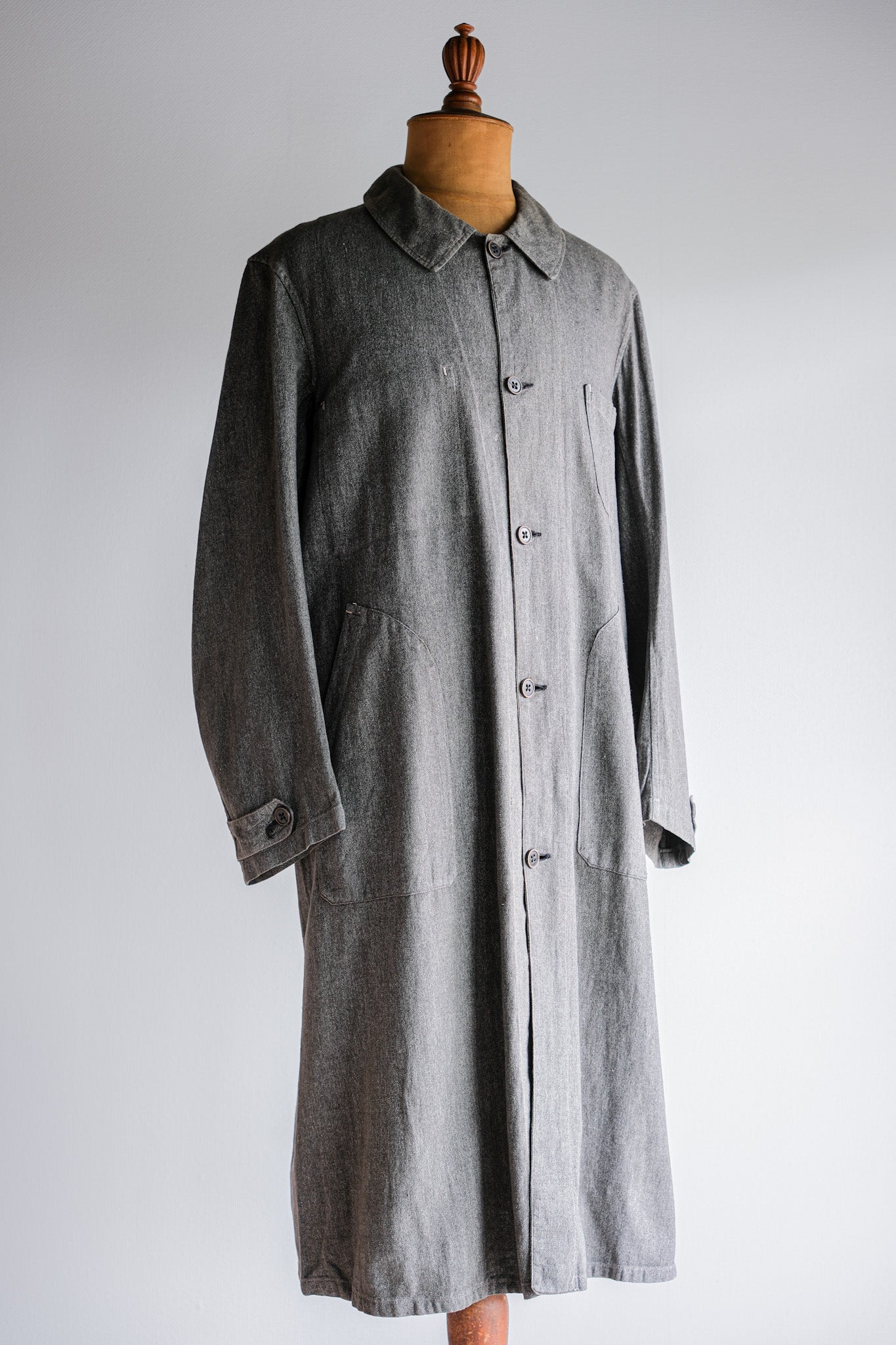 ［~30's］French Vintage Salt & Pepper Cotton Twill Work Coat