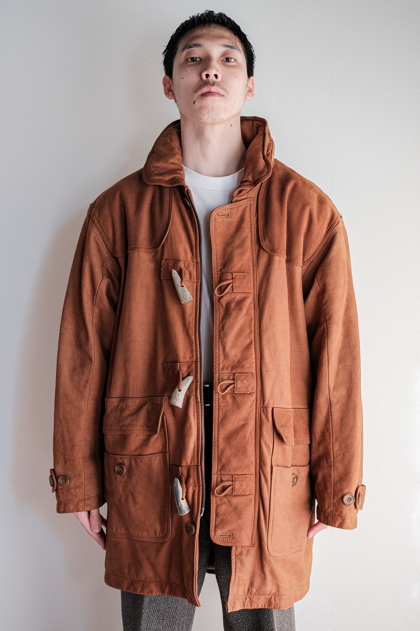 [~ 90's] Old Invertere Leather Duffle Coat size.xs