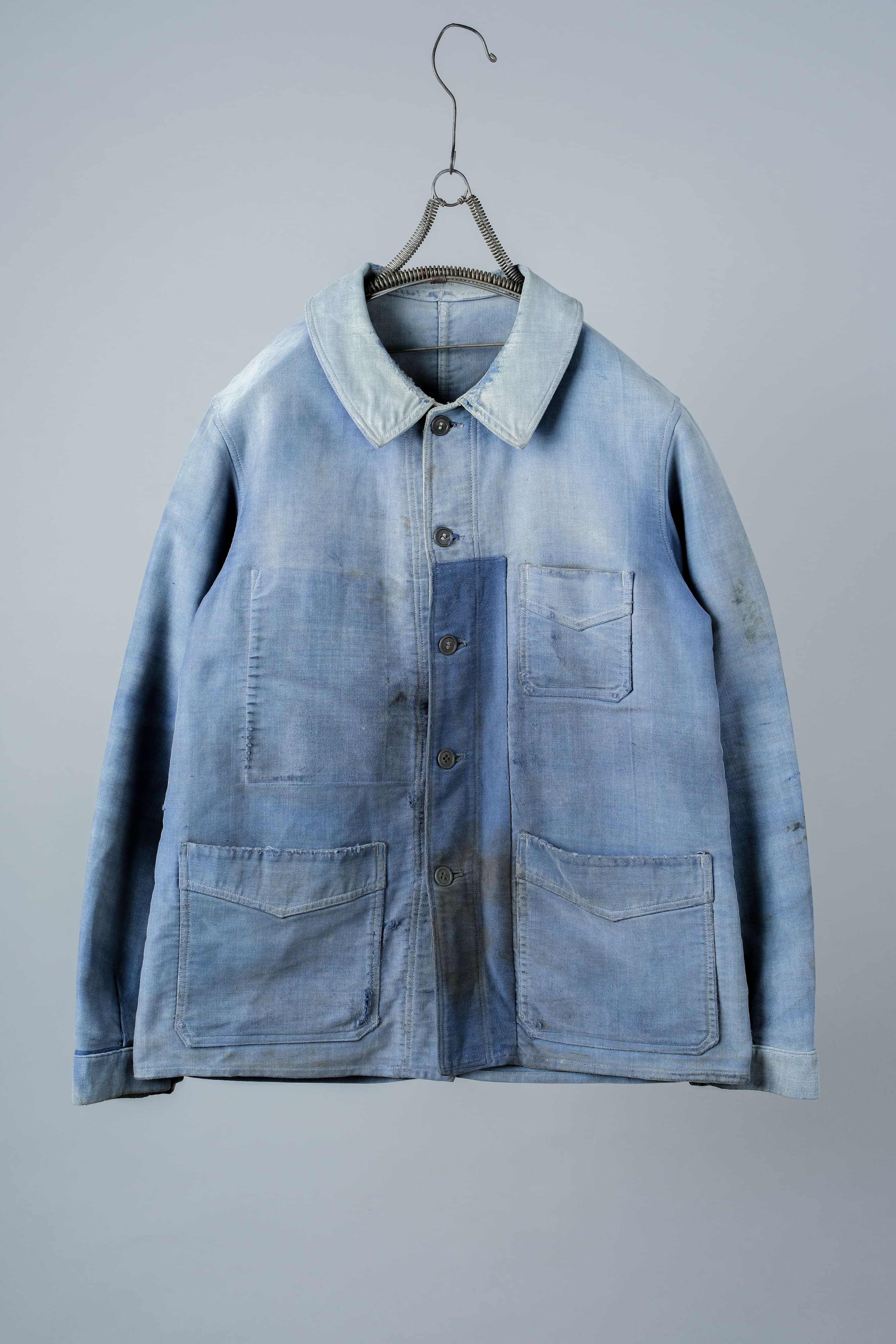 【~40’s】French Vintage Blue Moleskin Work Jacket "Le Mont St. Michel"