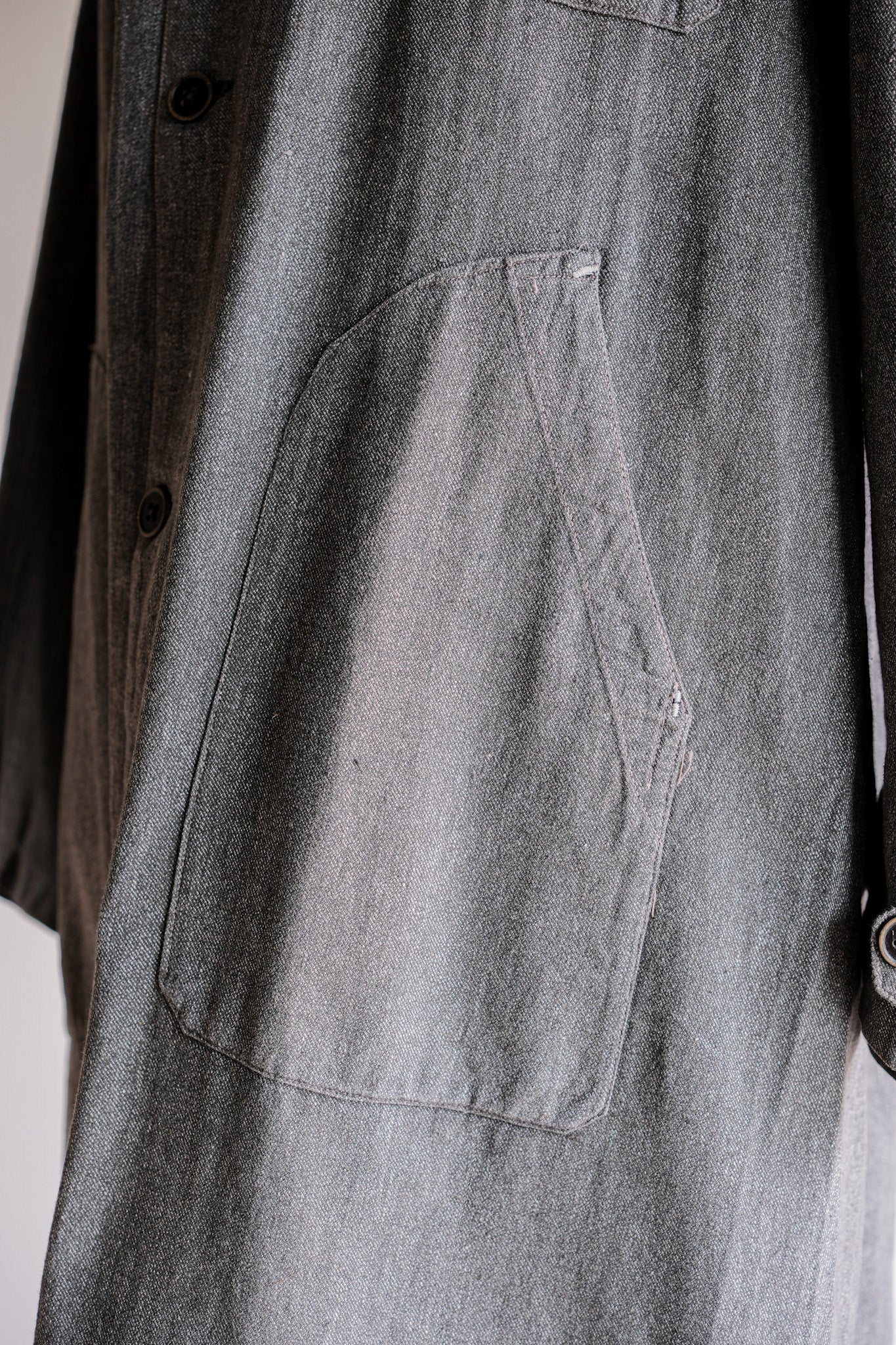 ［~30's］French Vintage Salt & Pepper Cotton Twill Work Coat