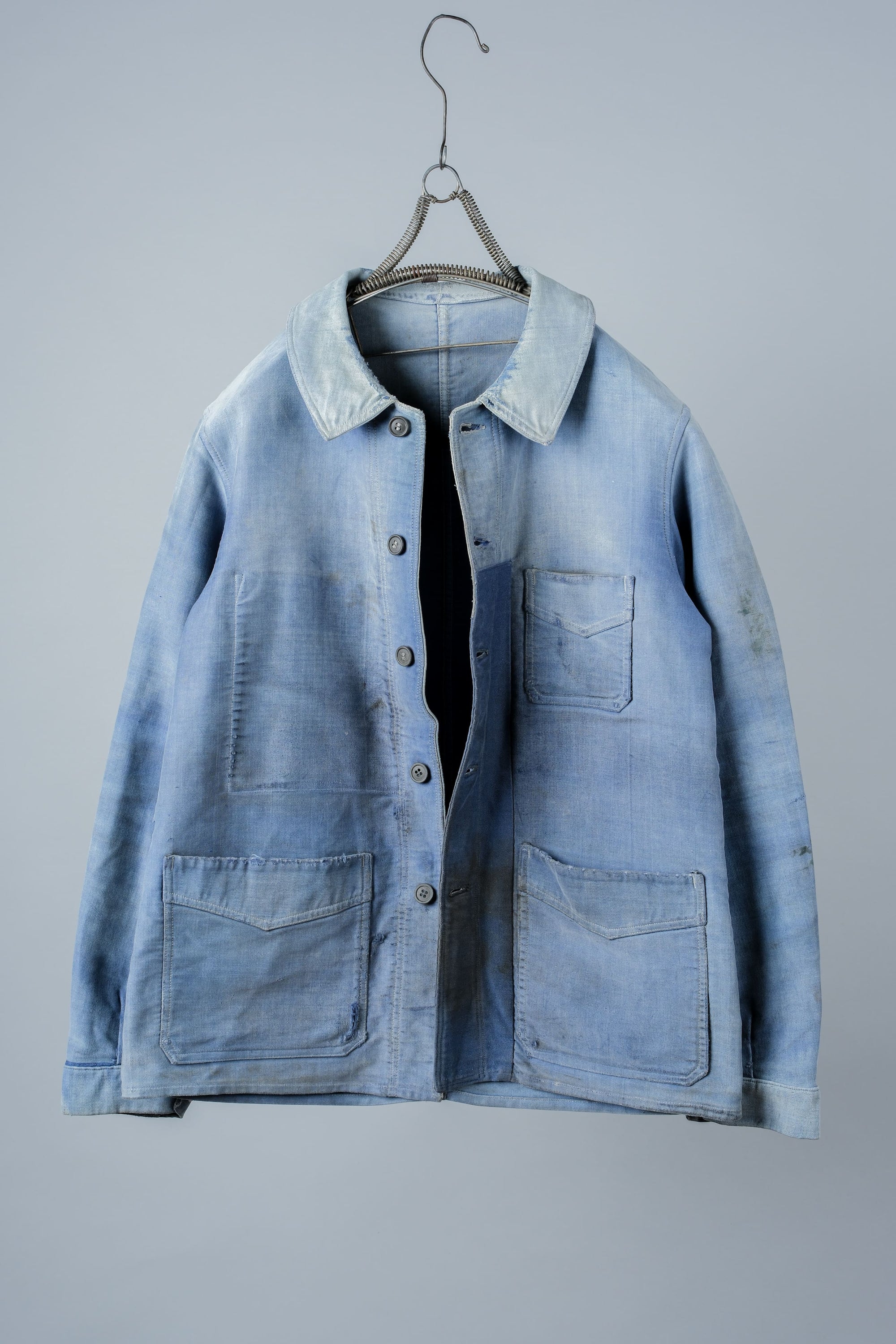 ［~40’s］French Vintage Blue Moleskin Work Jacket "Le Mont St. Michel"