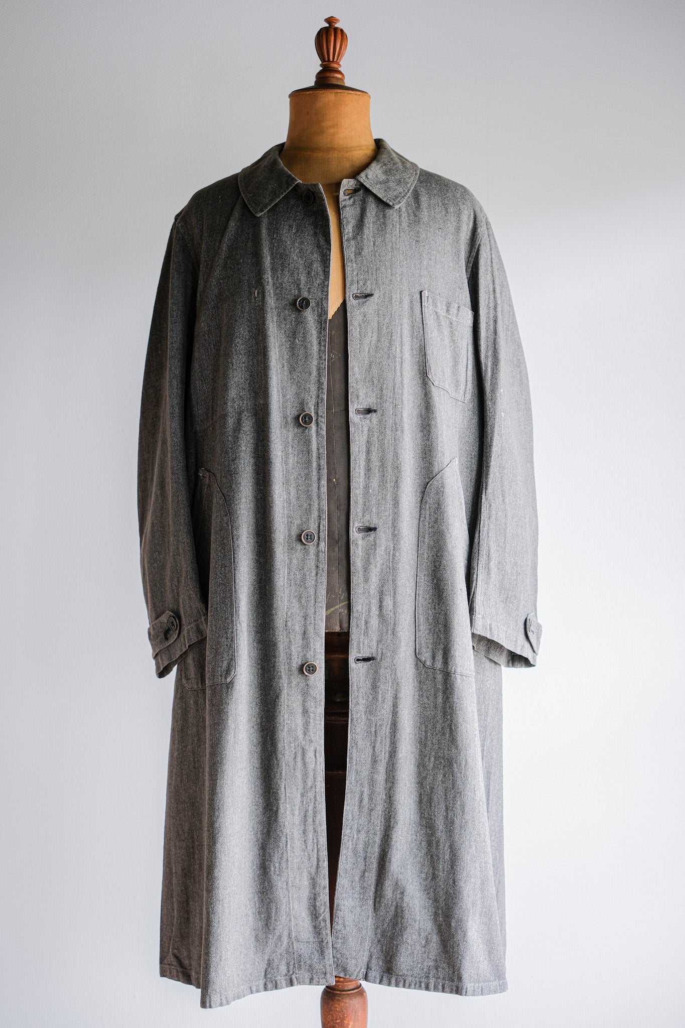 【~30's】French Vintage Salt & Pepper Cotton Twill Work Coat