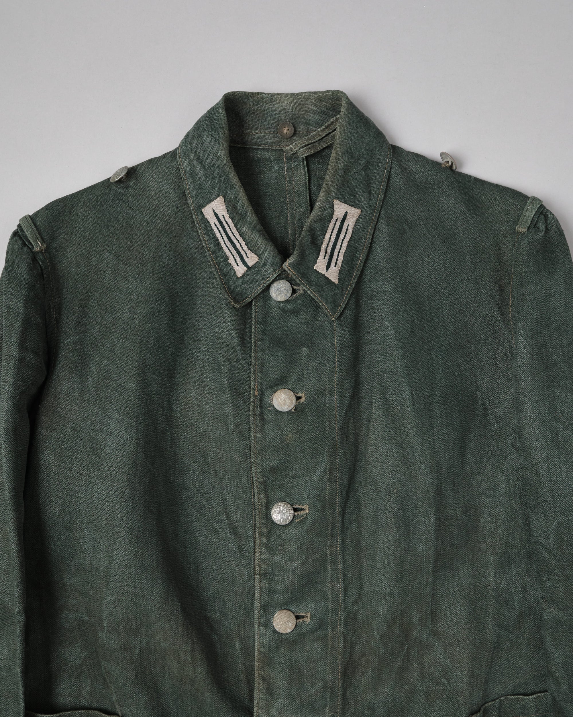 ［~40’s］WWII German Army Green Drillich HBT Linen Summer Field Jacket "Wehrmacht"