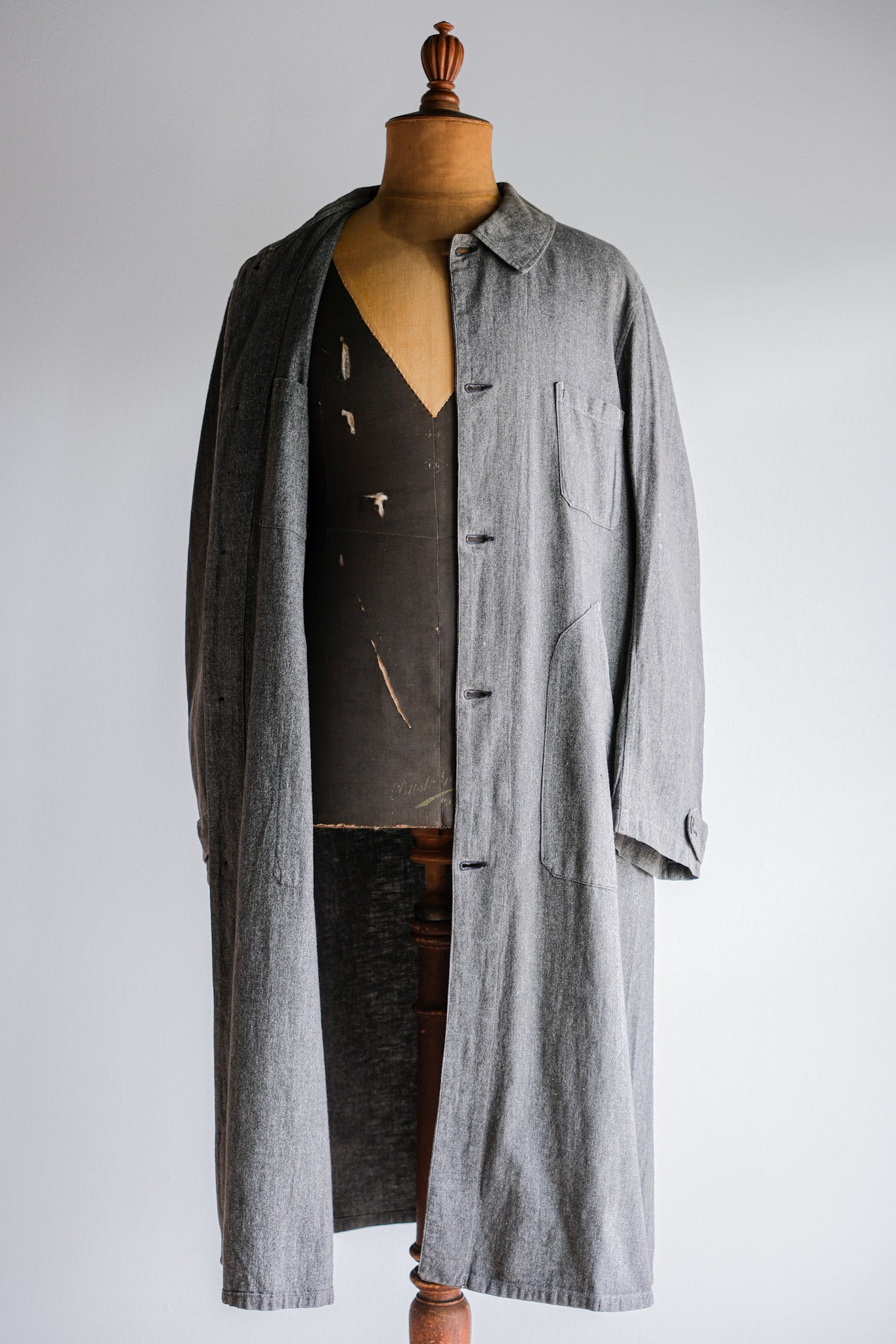 ［~30's］French Vintage Salt & Pepper Cotton Twill Work Coat