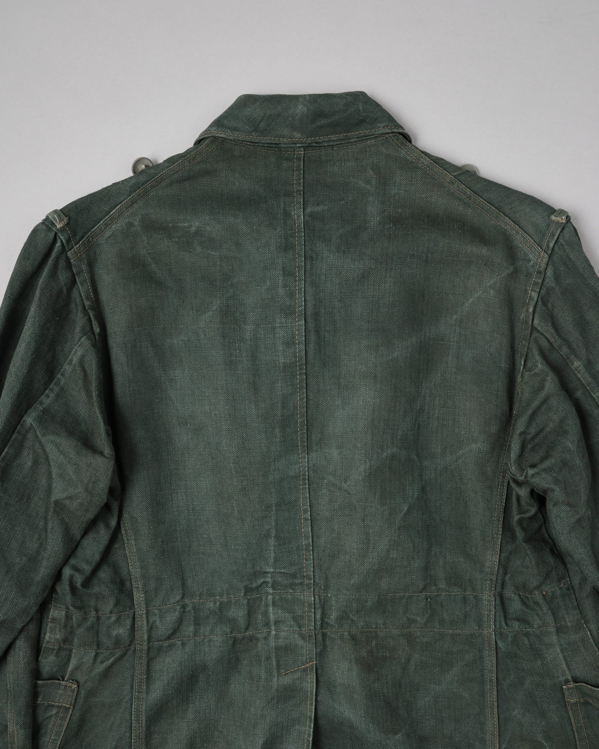［~40’s］WWII German Army Green Drillich HBT Linen Summer Field Jacket "Wehrmacht"
