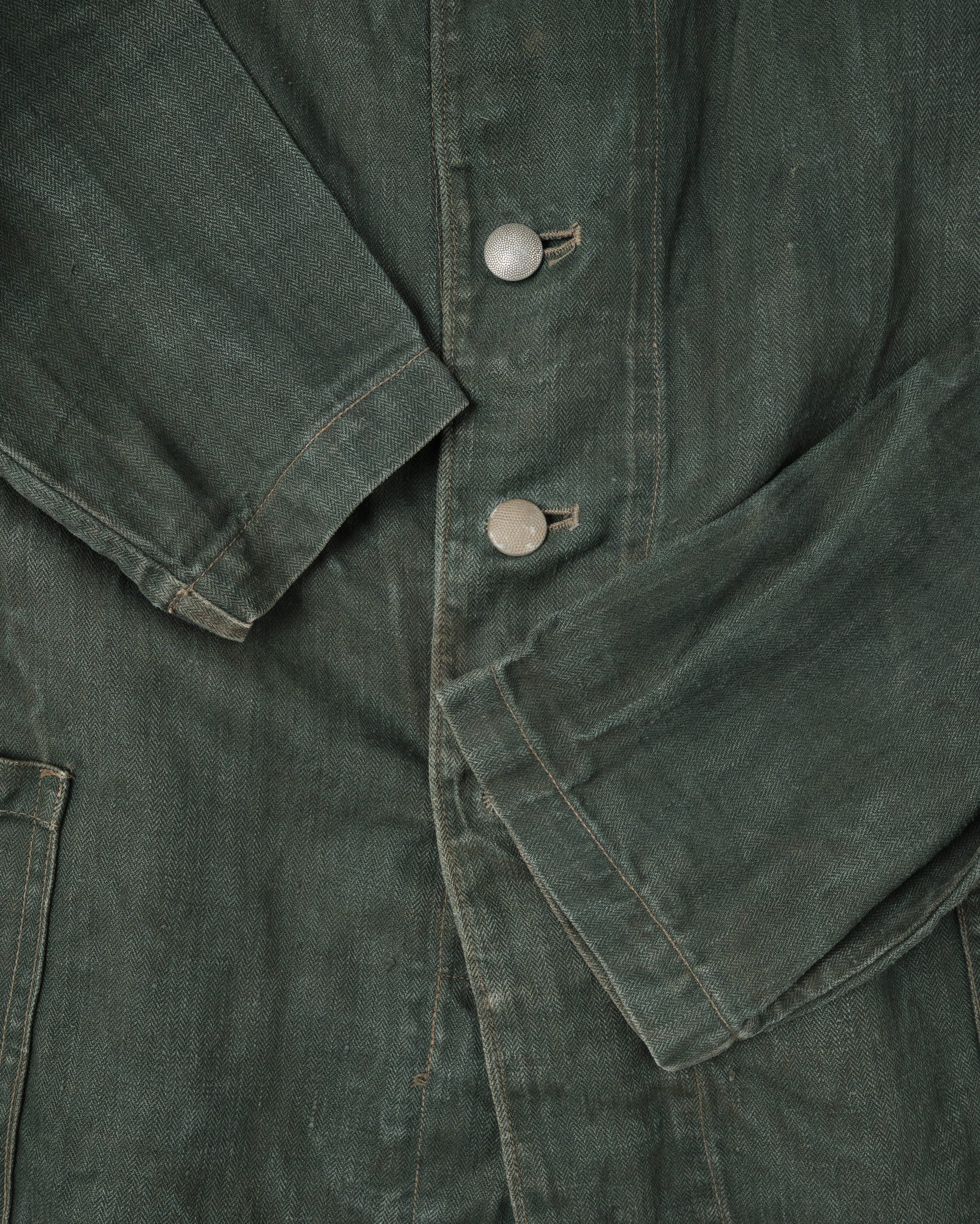 ［~40’s］WWII German Army Green Drillich HBT Linen Summer Field Jacket "Wehrmacht"