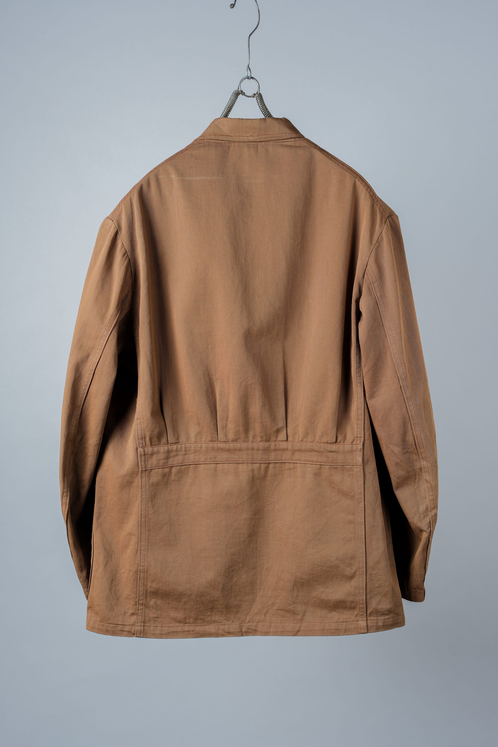 ［~50's］French Vintage Brown Cotton Thin Twill Lapel Work Jacket "Adolphe Lafont"