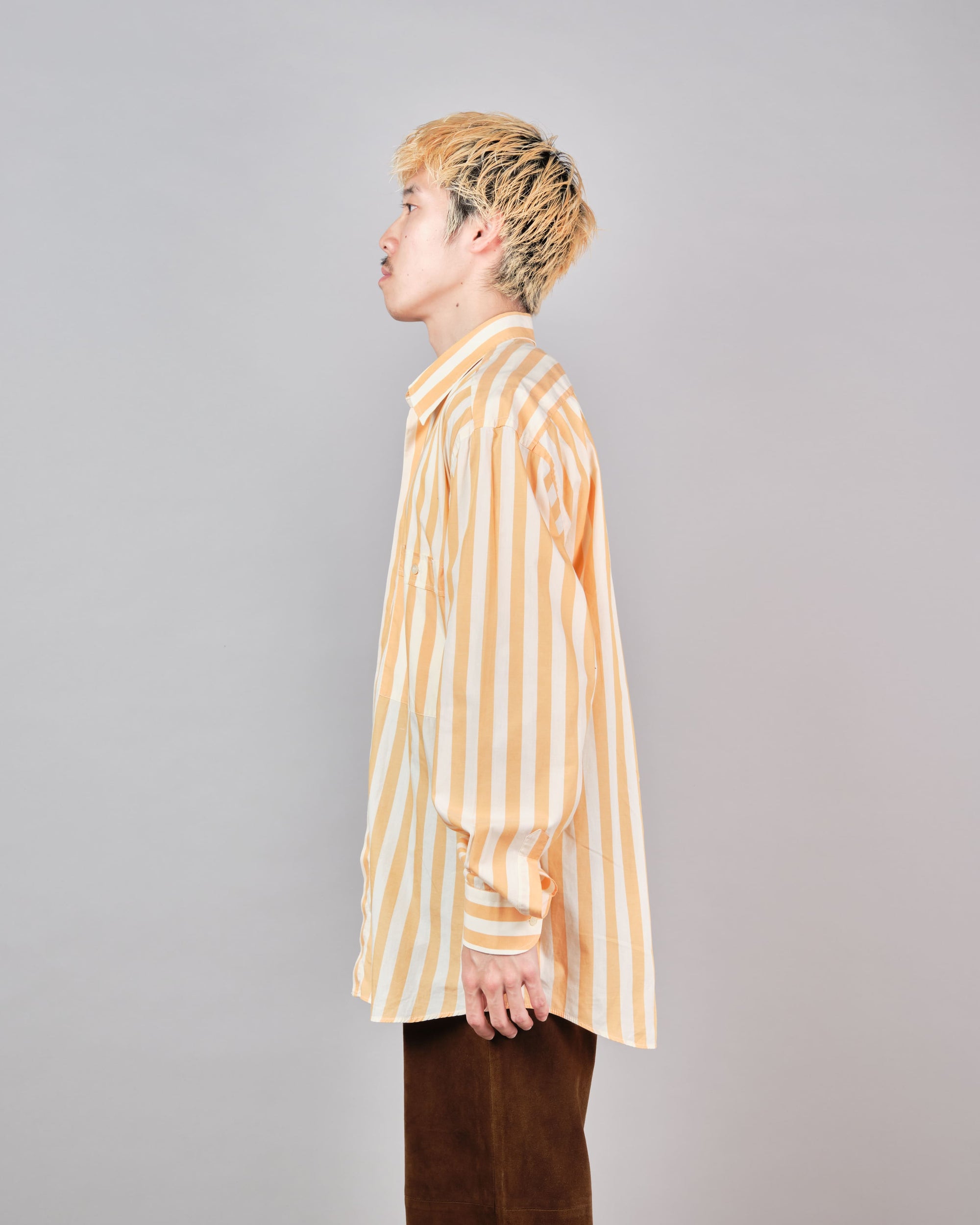 ［~80’s］Old ROBERTO CAPUCCI Fly Front Striped Shirt Size.41