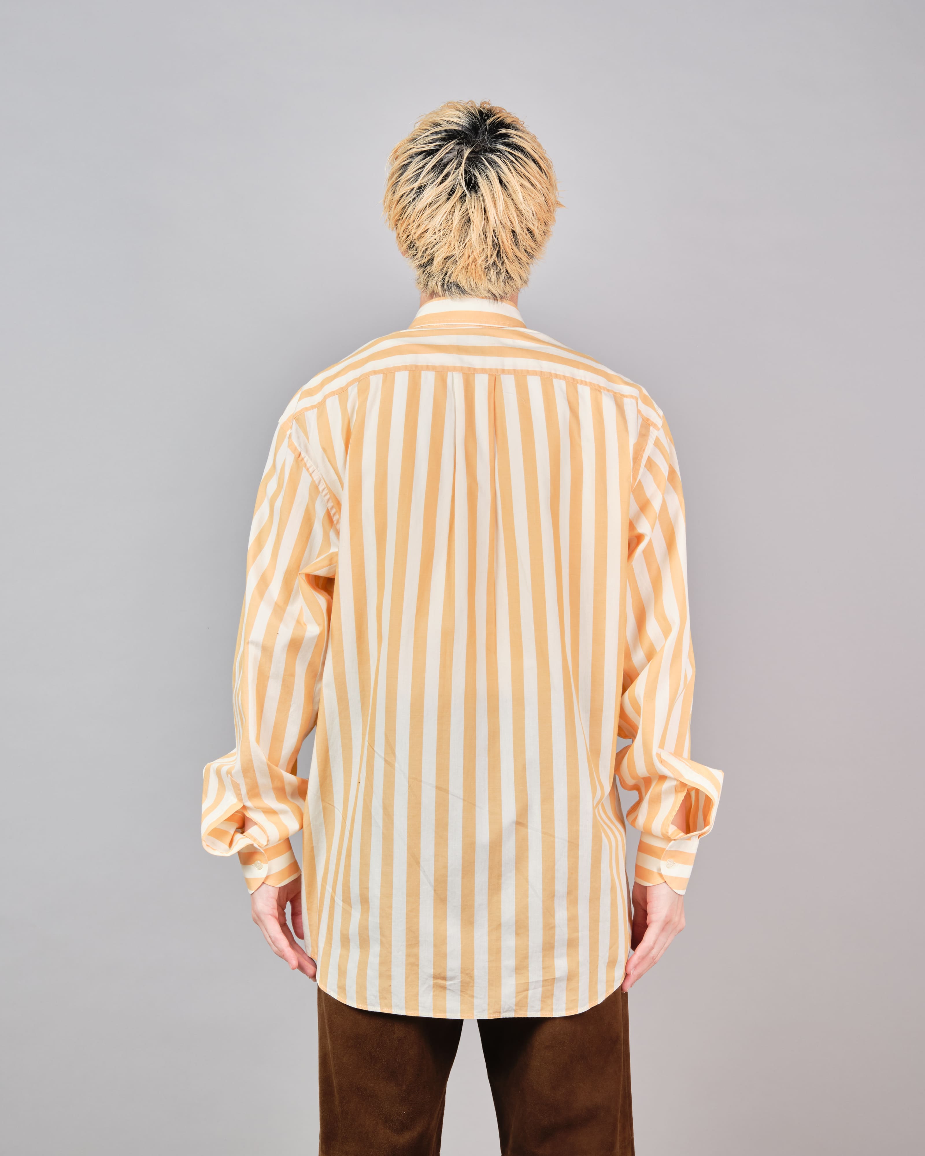 [~80's] Old ROBERTO CAPUCCI Fly Front Striped Shirt Size.41