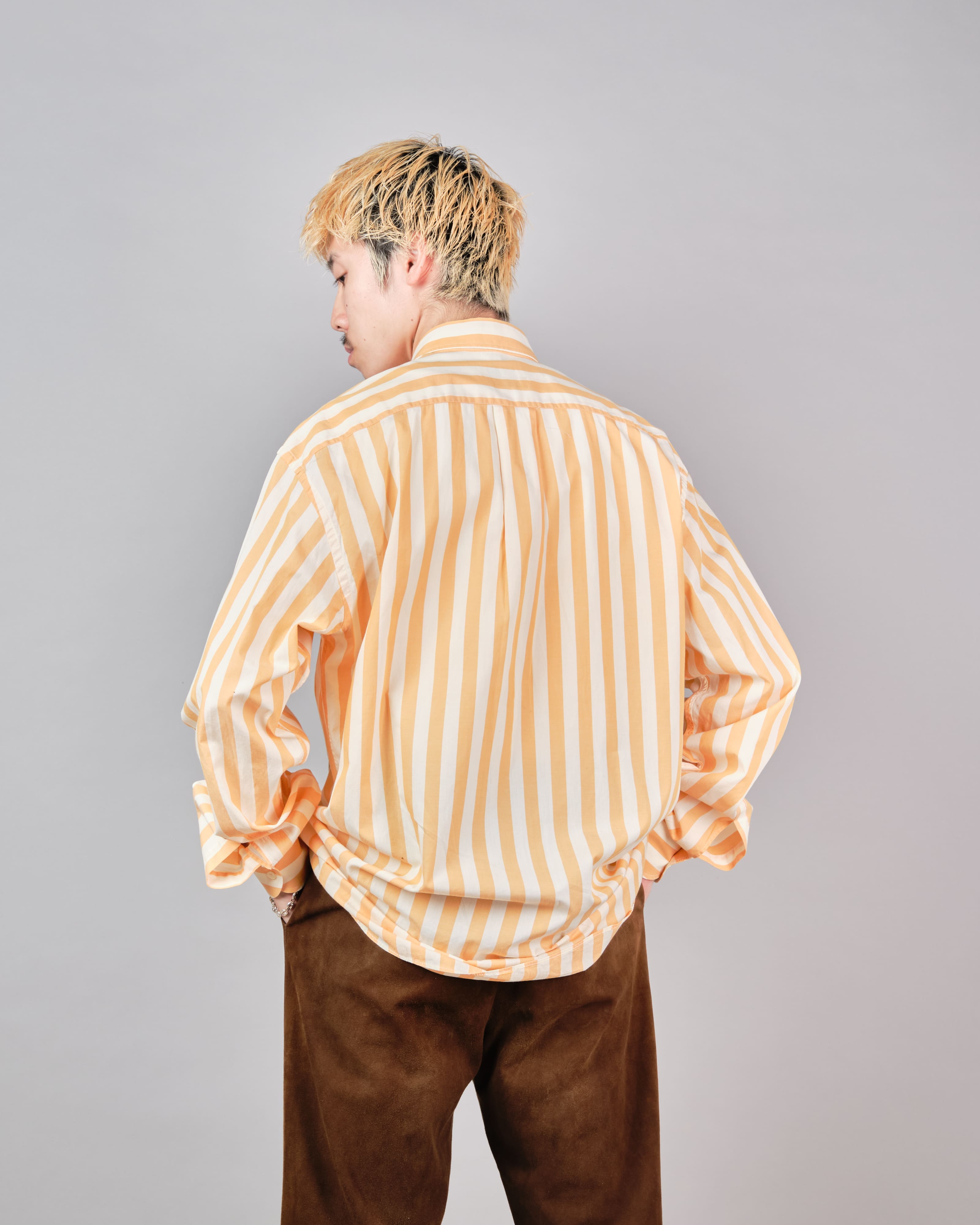 [~80's] Old ROBERTO CAPUCCI Fly Front Striped Shirt Size.41