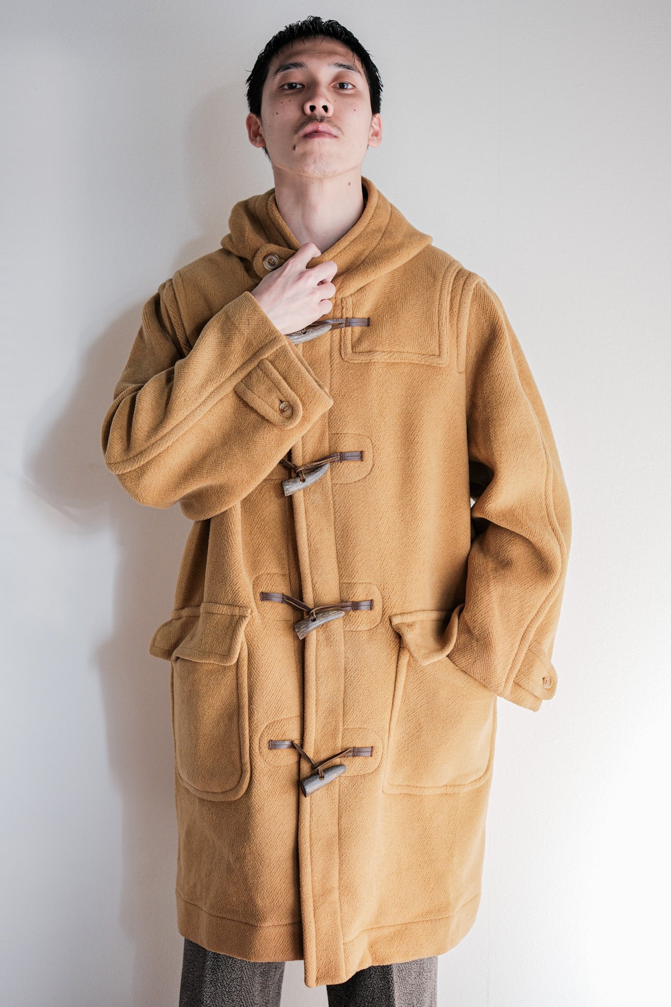[~ 90's] Old Invertere HBT Wool Duffle COAT SIZE.38R "Moorbrook"