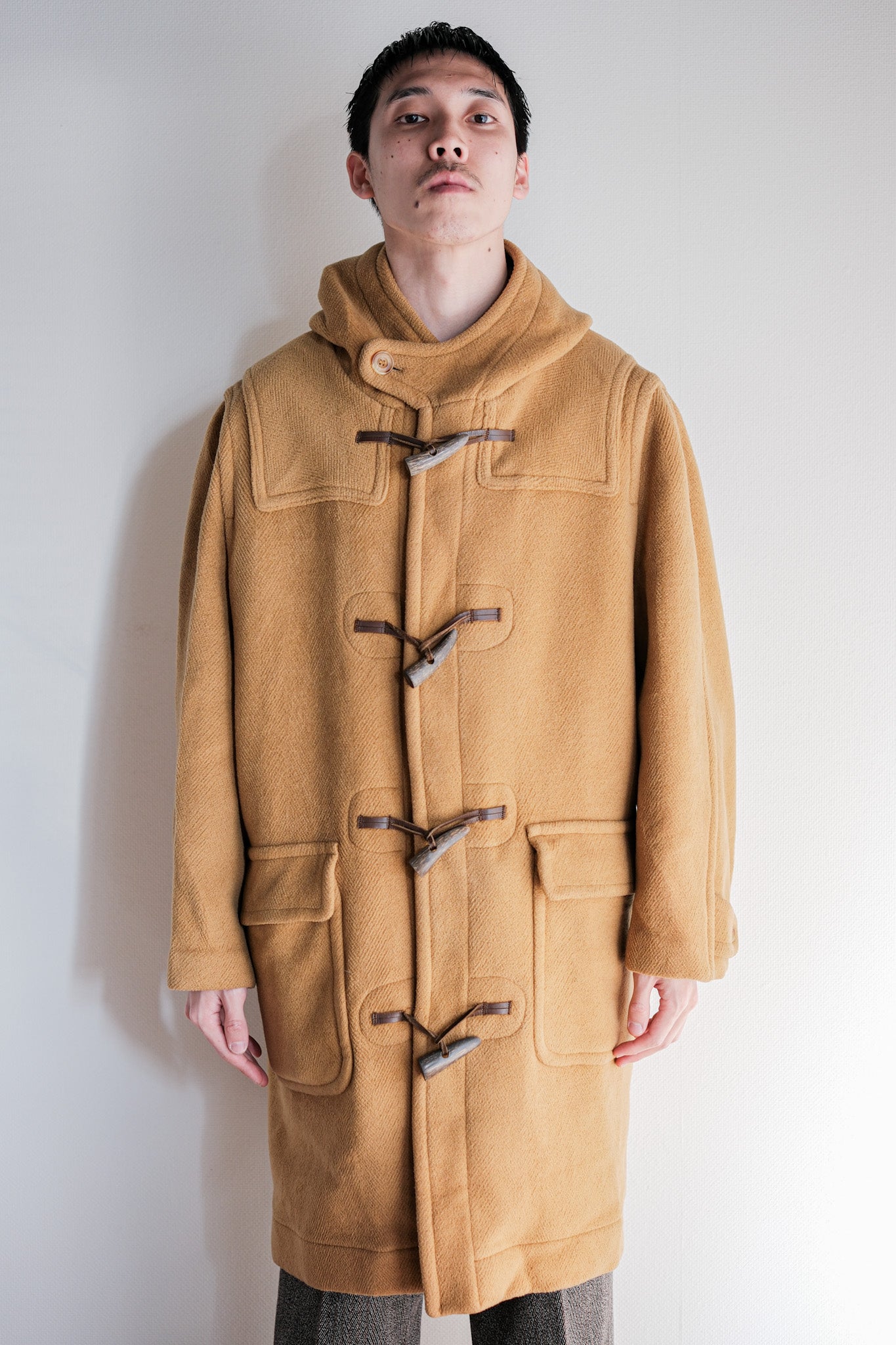［~90's］Old INVERTERE HBT Wool Duffle Coat Size.38R "Moorbrook"