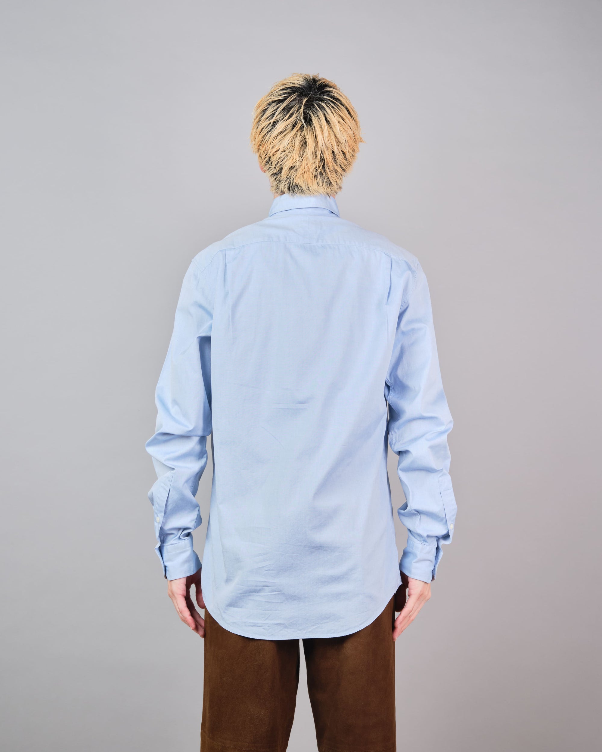 ［~00's］Old Hermès Paris Cotton Oxford B.D Shirt With Sellier Button Size.37