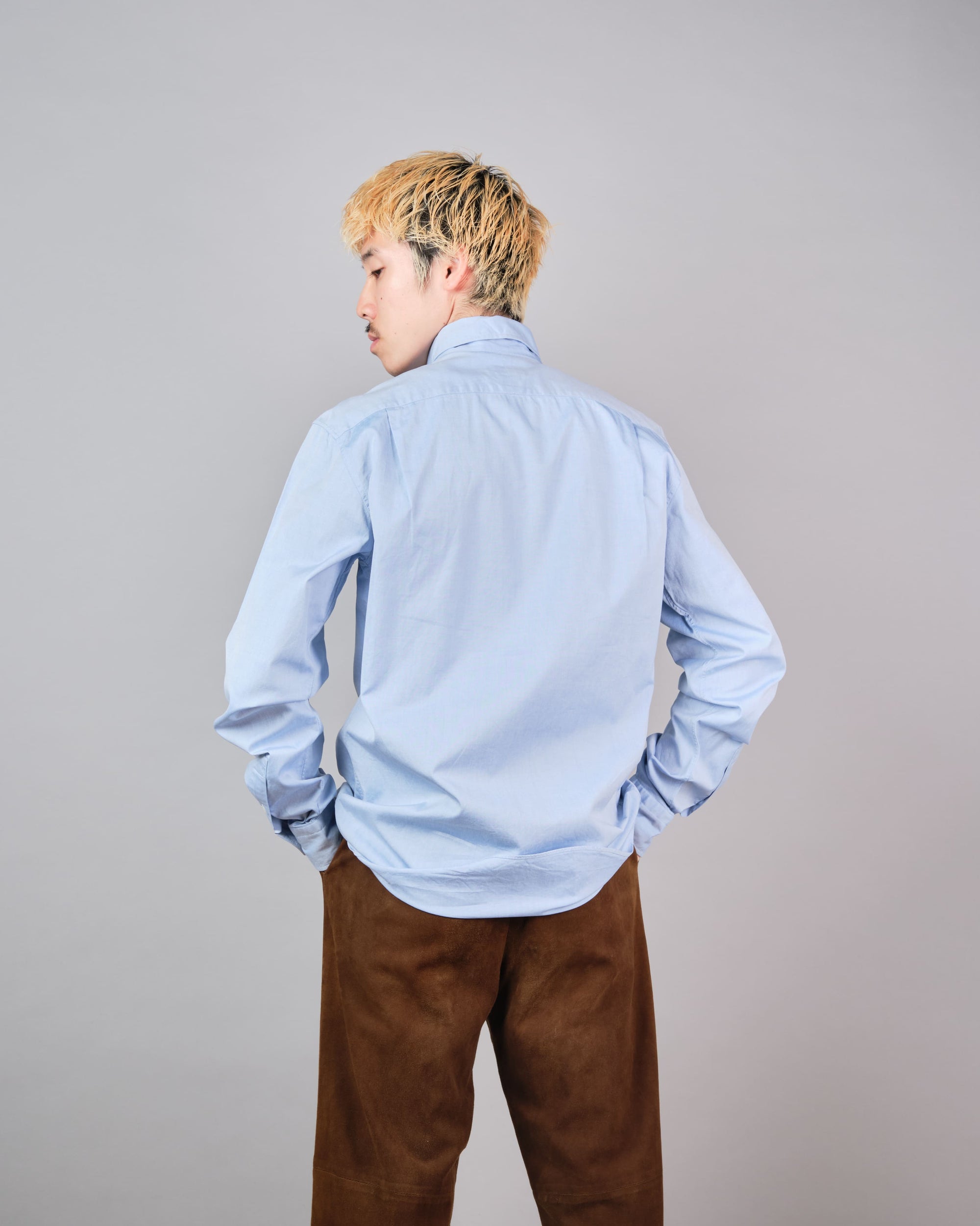 ［~00's］Old Hermès Paris Cotton Oxford B.D Shirt With Sellier Button Size.37