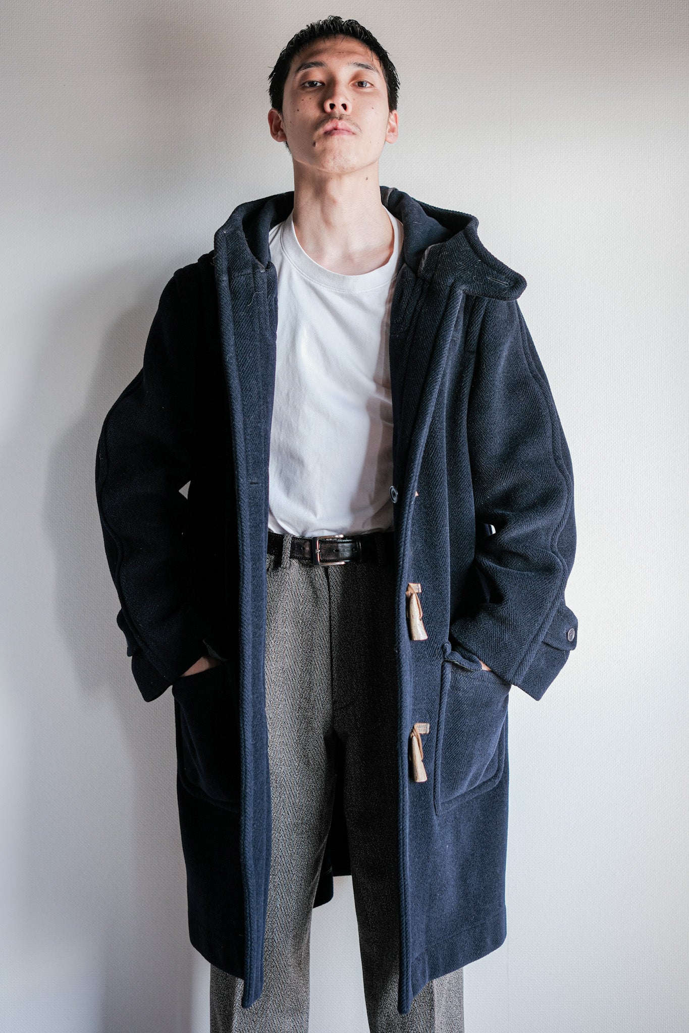 【~90's】Old INVERTERE HBT Wool Duffle Coat Size.40L "Moorbrook" "M.BARDELLI 別注"