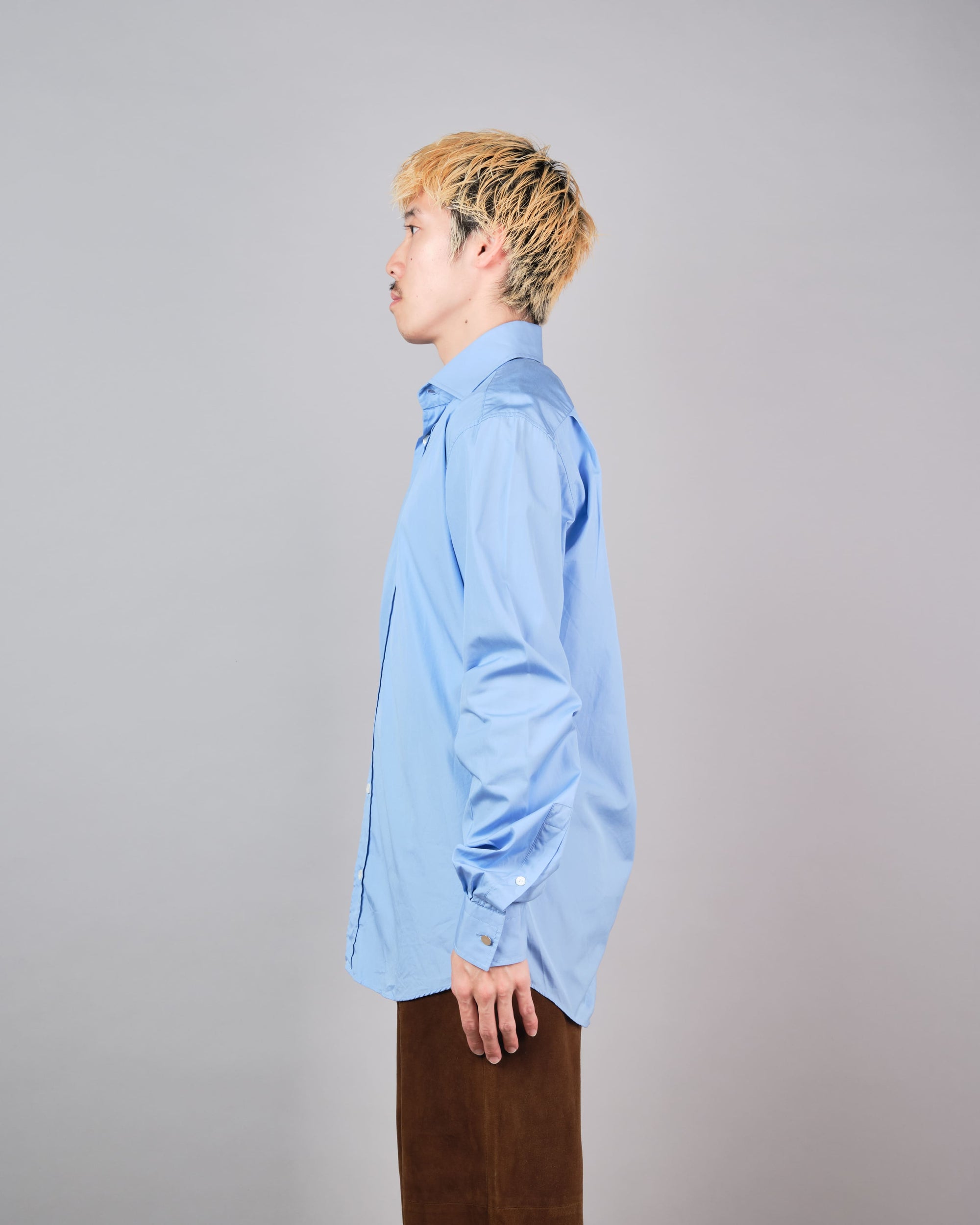［~00's］Old Hermès Paris Cotton Poplin Shirt With Sellier Button Size.37