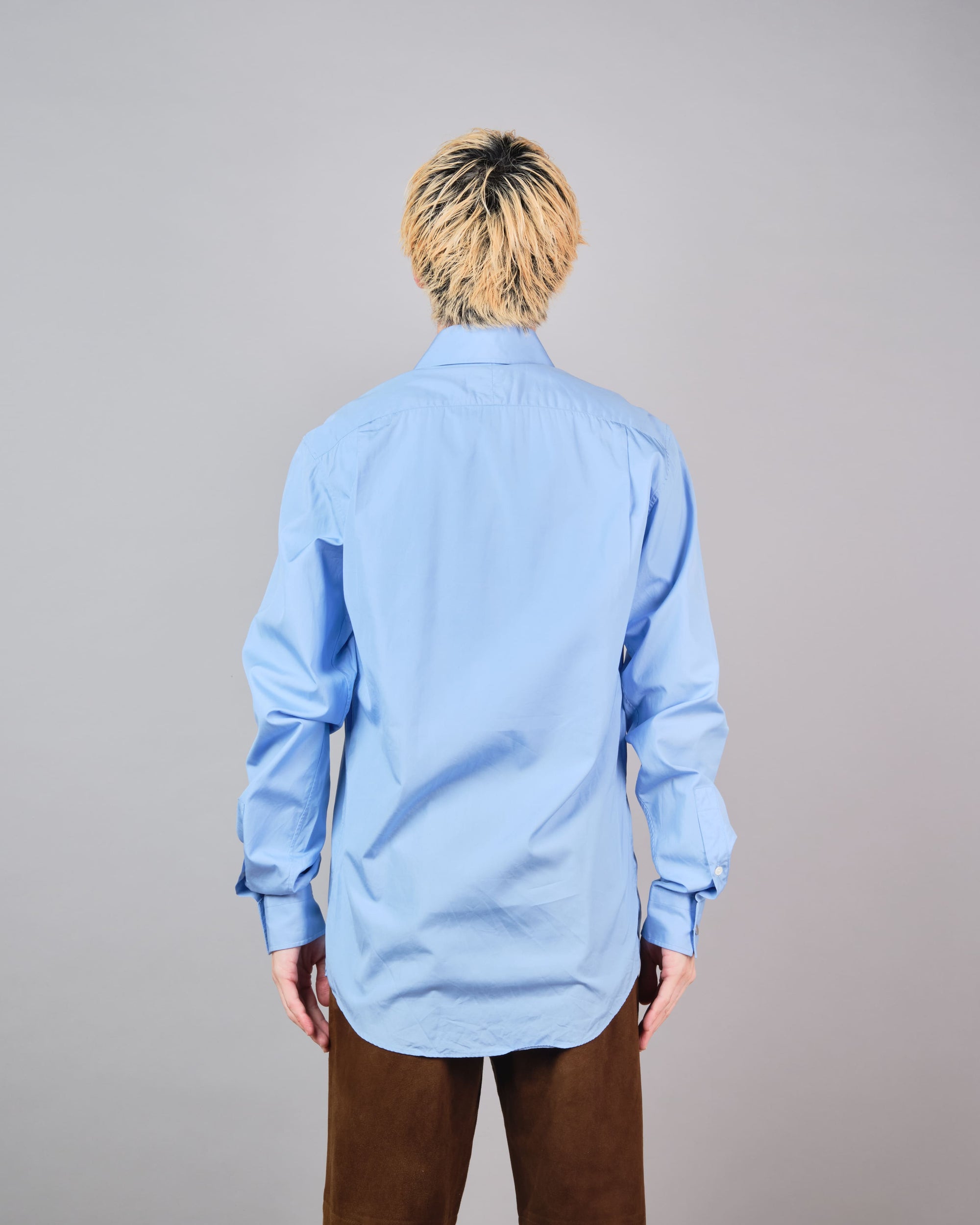 ［~00's］Old Hermès Paris Cotton Poplin Shirt With Sellier Button Size.37