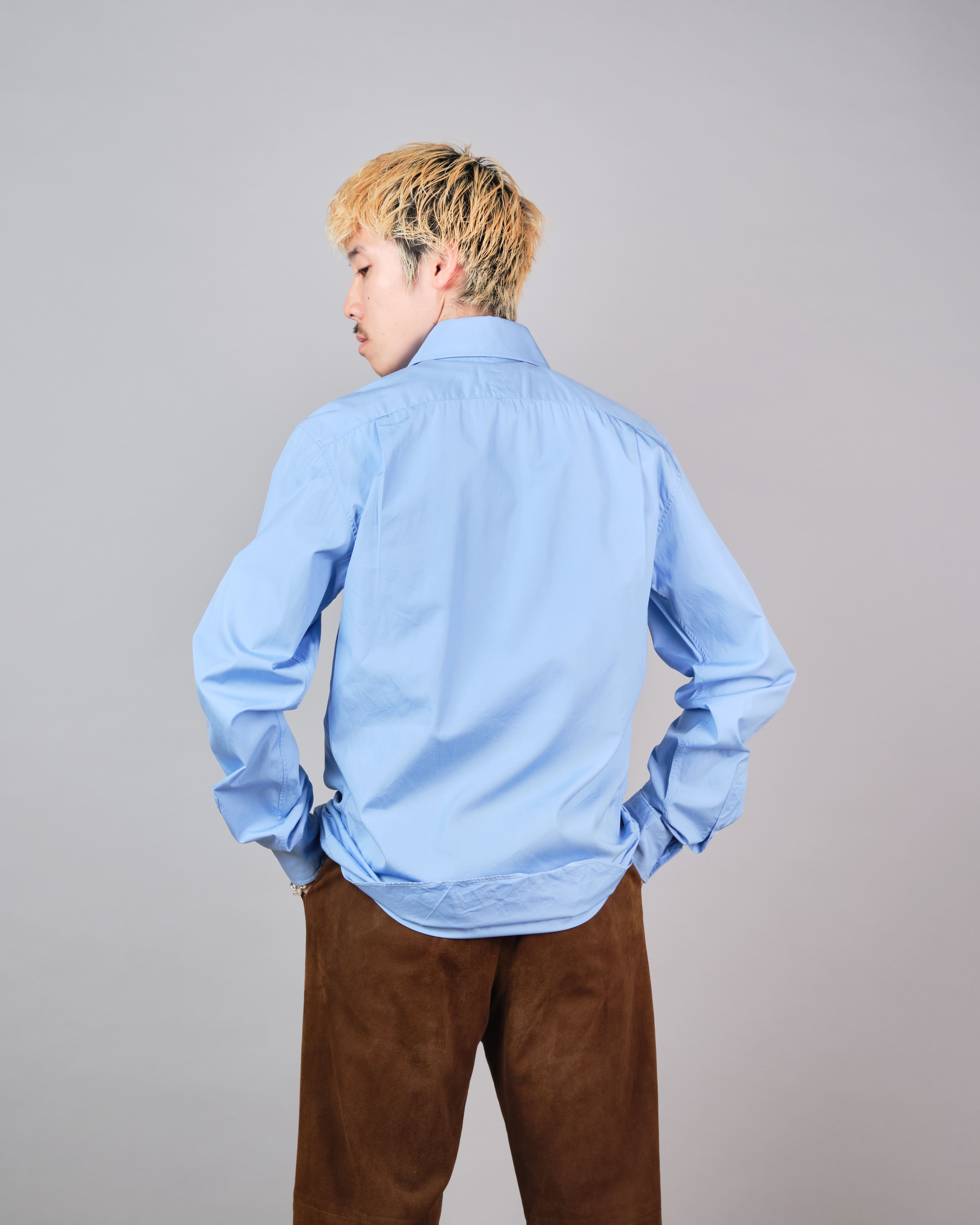 [~ 00's] Old Hermès Paris Cotton Poplin Shirt avec une taille de bouton Sellier.37