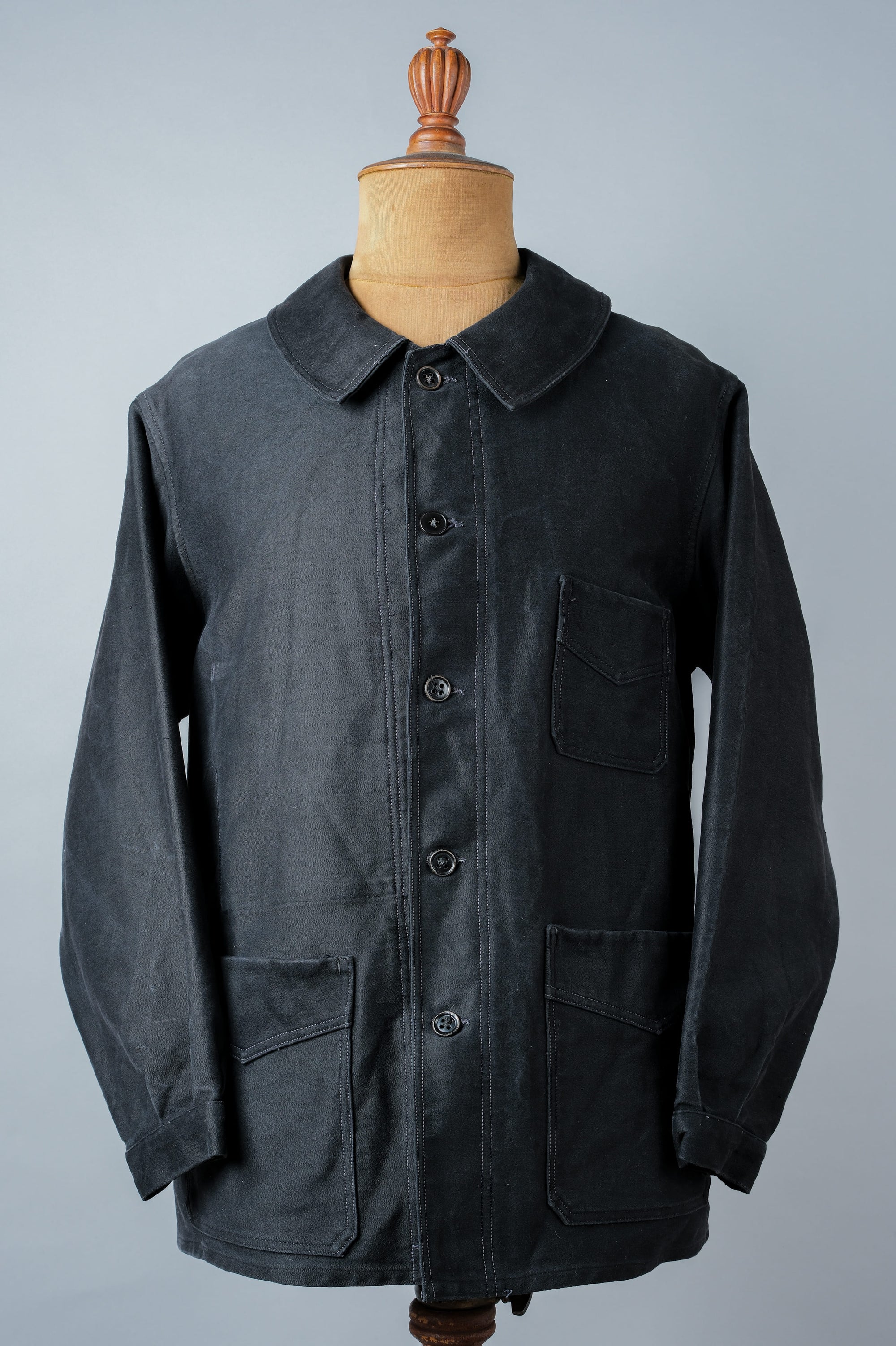 ［~30’s］French Vintage Black Moleskin Work Jacket "Le Mont St. Michel"