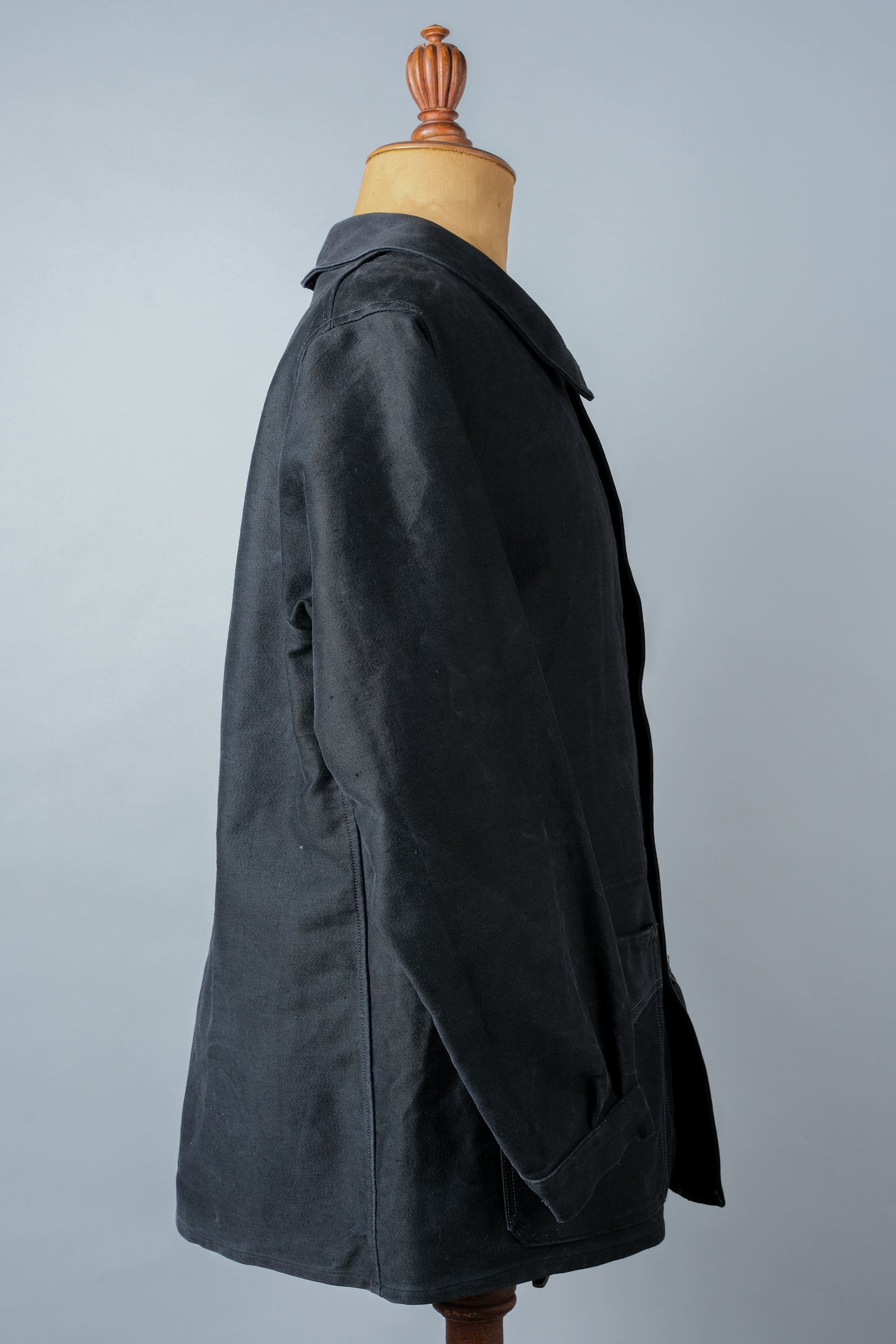［~30’s］French Vintage Black Moleskin Work Jacket "Le Mont St. Michel"
