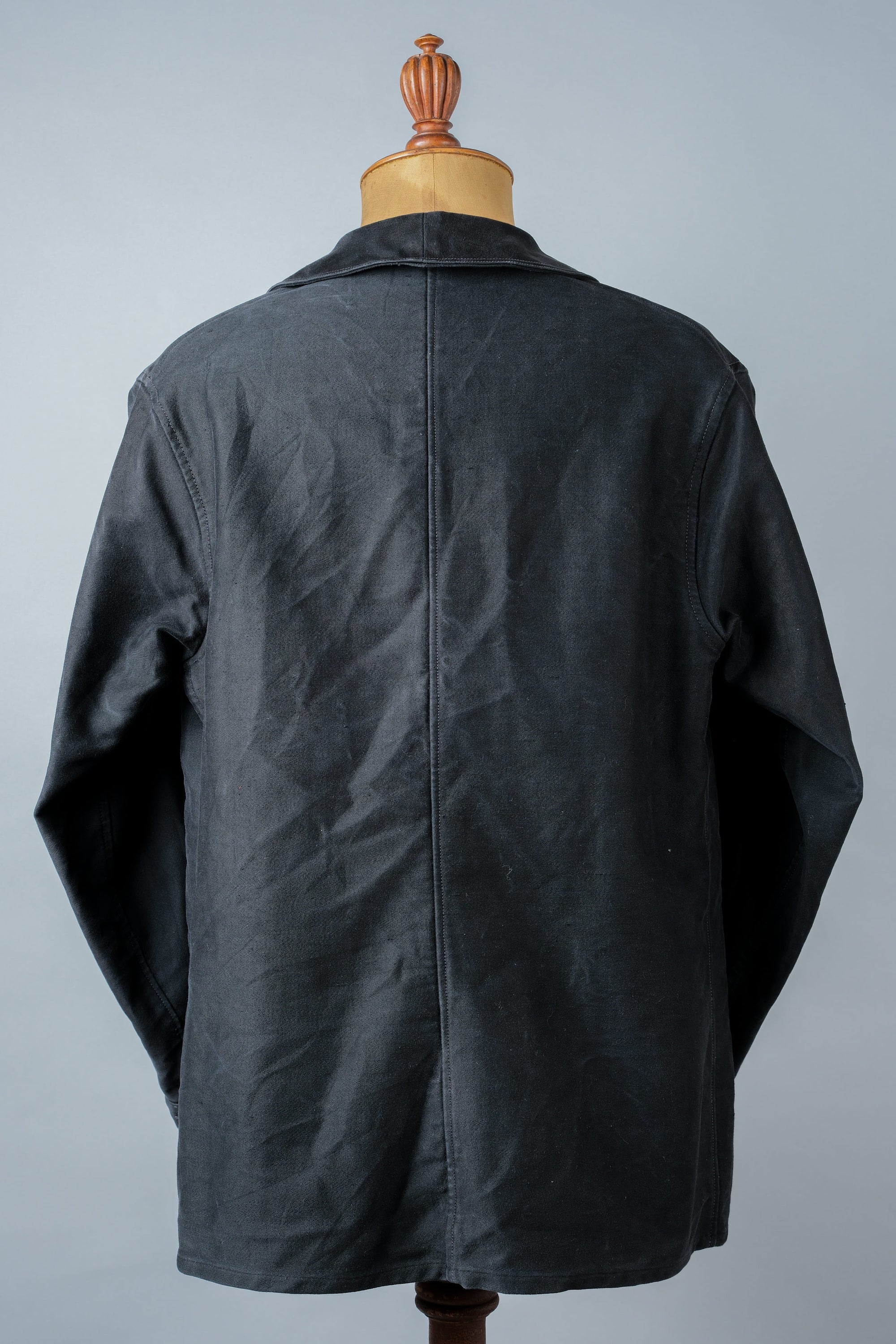 ［~30’s］French Vintage Black Moleskin Work Jacket "Le Mont St. Michel"