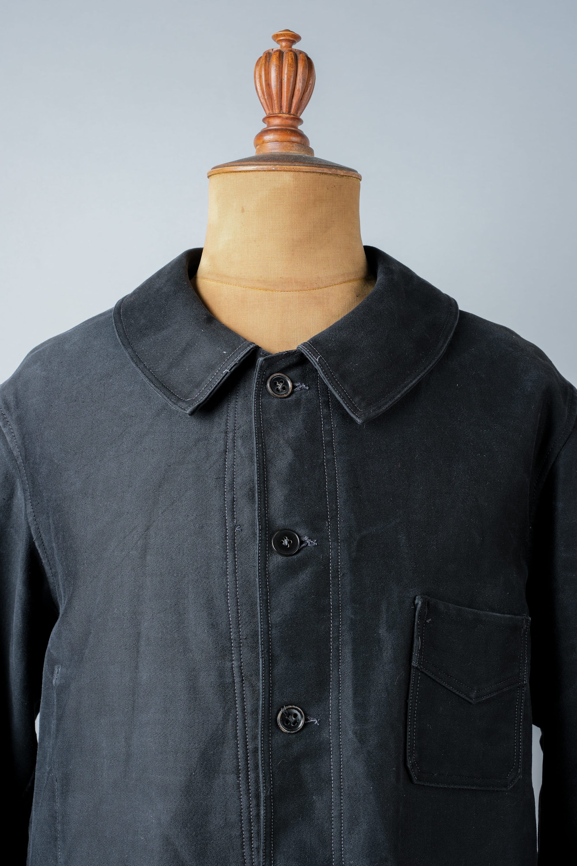 ［~30’s］French Vintage Black Moleskin Work Jacket "Le Mont St. Michel"