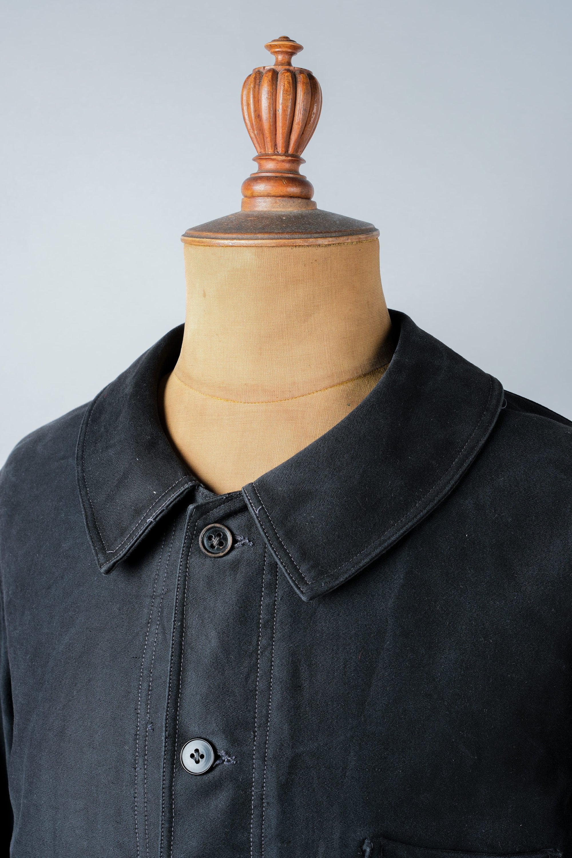 ［~30’s］French Vintage Black Moleskin Work Jacket "Le Mont St. Michel"