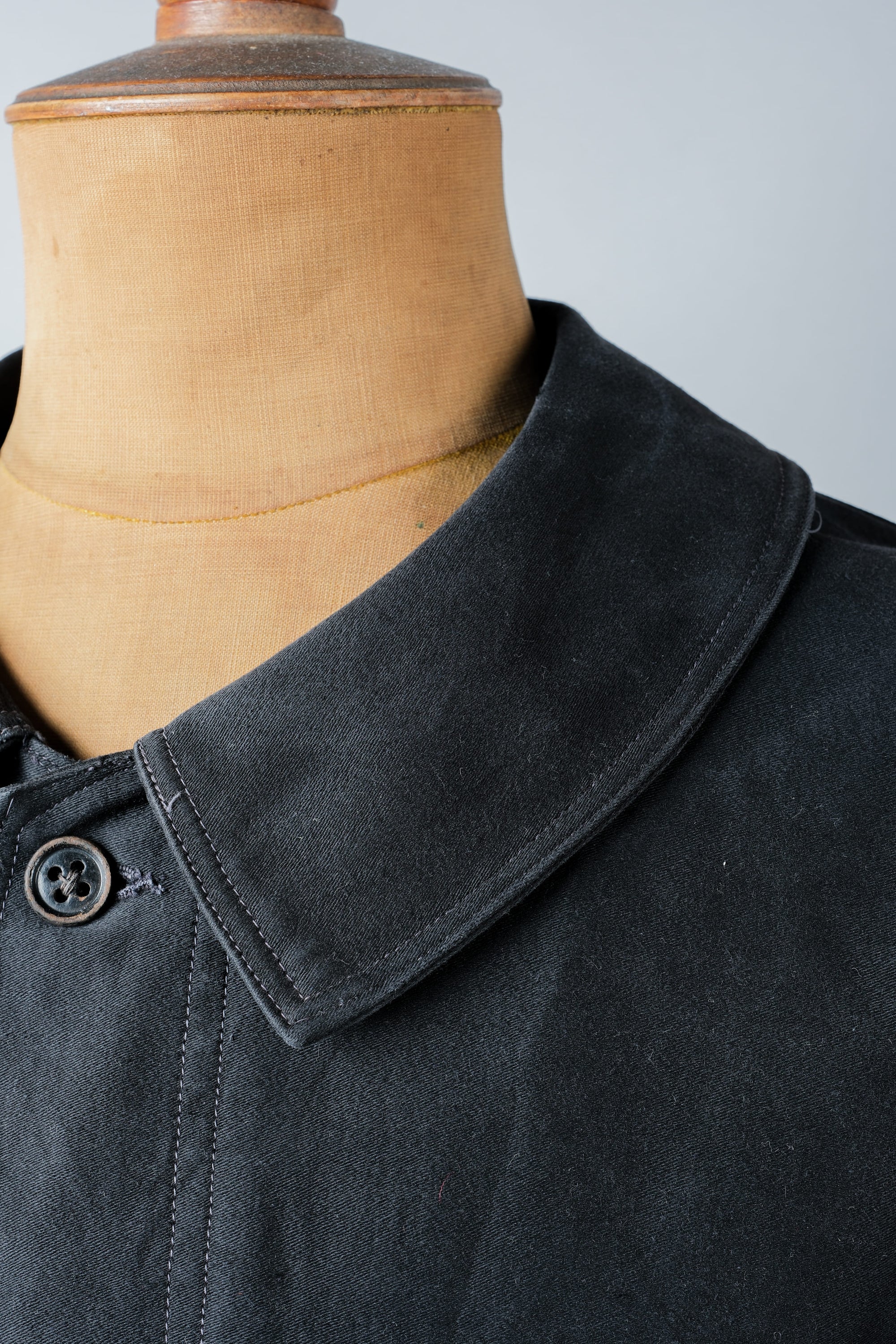 ［~30’s］French Vintage Black Moleskin Work Jacket "Le Mont St. Michel"