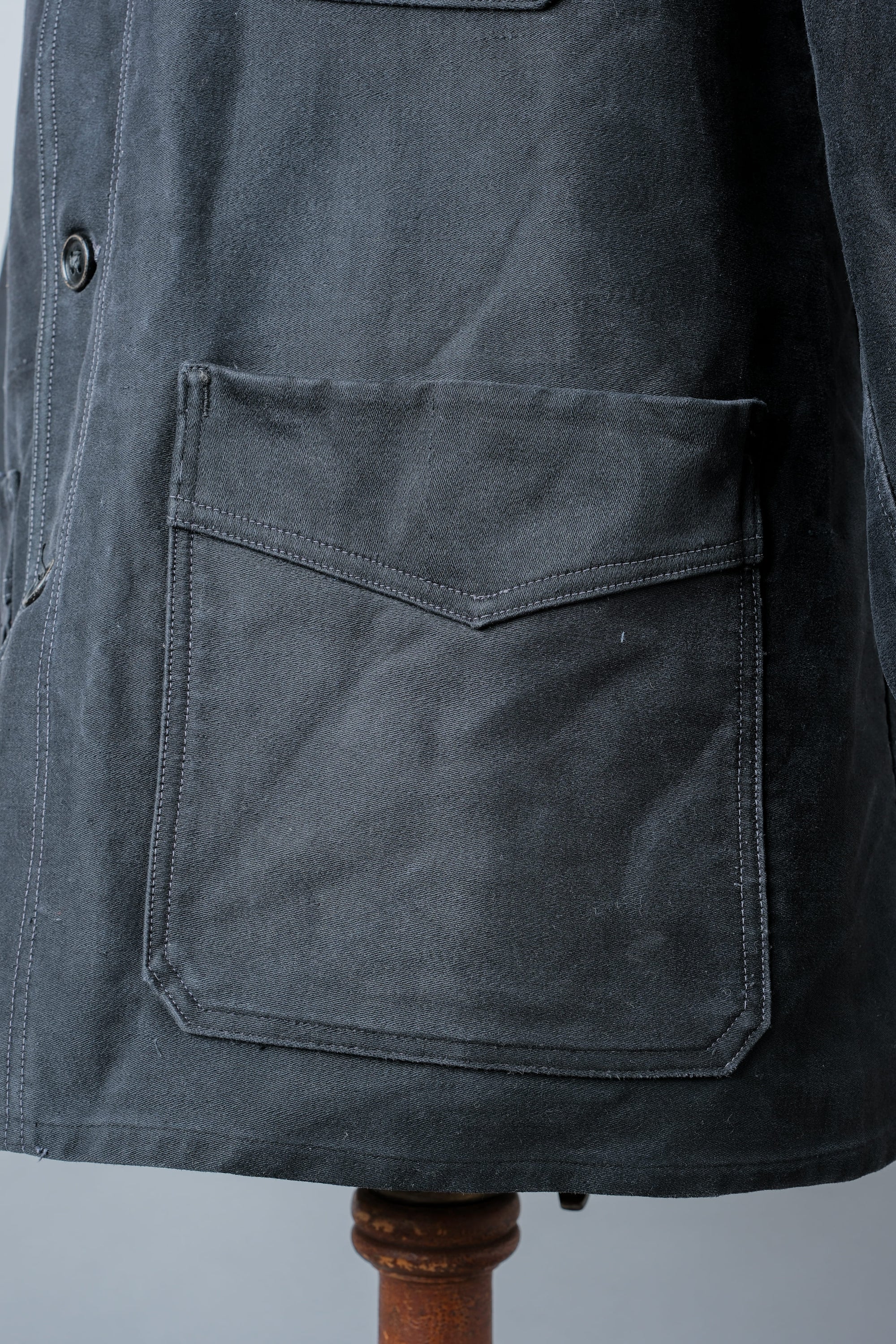 ［~30’s］French Vintage Black Moleskin Work Jacket "Le Mont St. Michel"